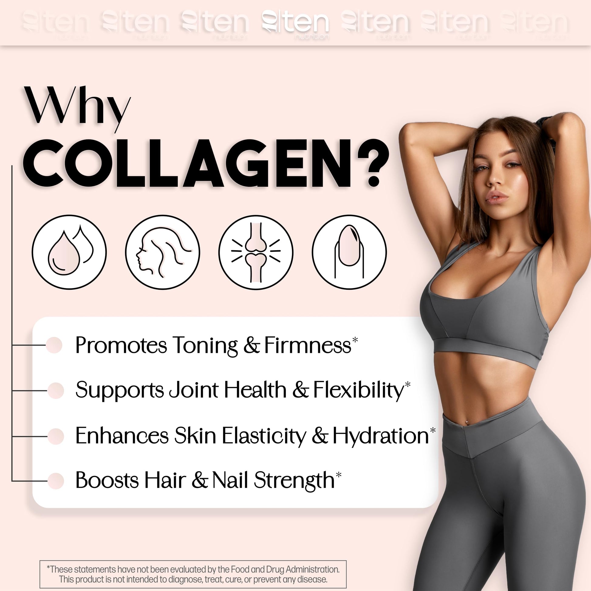 New - Creatine + Collagen for Women – Supports Lean Muscle Growth & Development, Booty Gain, Energy & Recovery – 5g Creatine Monohydrate Plus 5000mg Collagen Peptides Combo – Unflavored, 30 Servings 10Ten Nutrition buy supplements canada