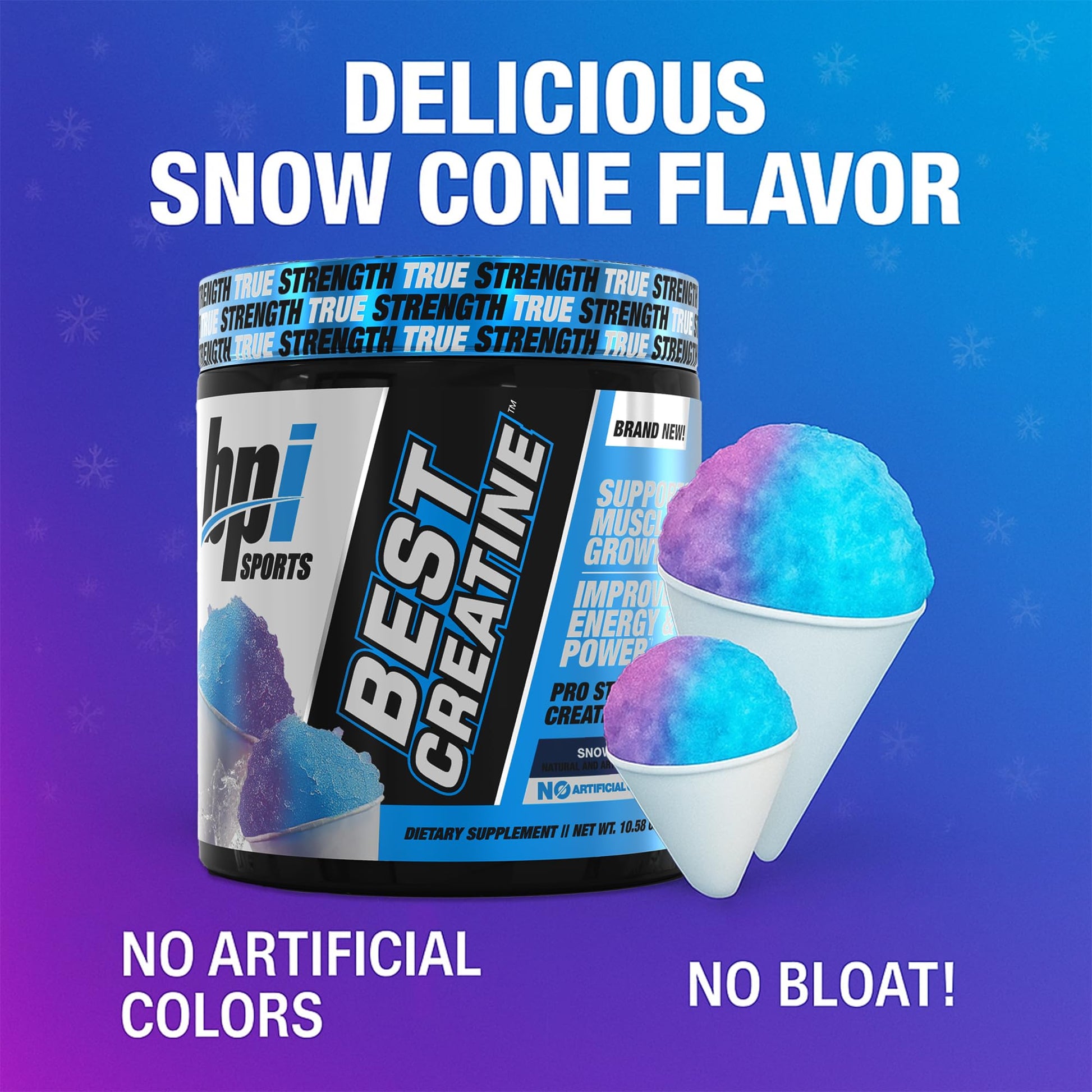 BPI Sports Best Creatine - Creatine Monohydrate Powder for Men & Women, Himalayan Salt - Strength, Pump, Endurance, Muscle Growth, Muscle Definition - No Bloat - Snow Cone - 50 servings - 10.58 Oz BPI Sports buy supplements canada