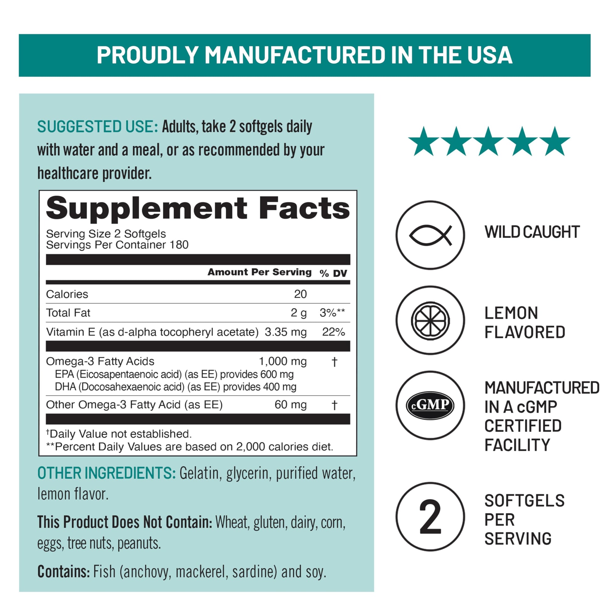 NatureWise Extra-Strength Omega 3 Fish Oil Supplement - 1000mg per Serving - 600 EPA & 400 DHA and Vitamin E - Support for Heart & Brain Health - Lemon Flavor NatureWise buy supplements canada