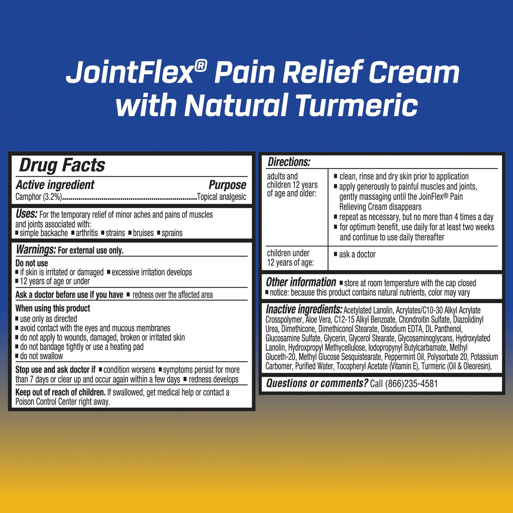 JOINTFLEX Pain Relief Cream with Turmeric, Arthritis Pain Relief, Joint Pain Relief, 3 Ounce Tube JointFlex buy supplements canada