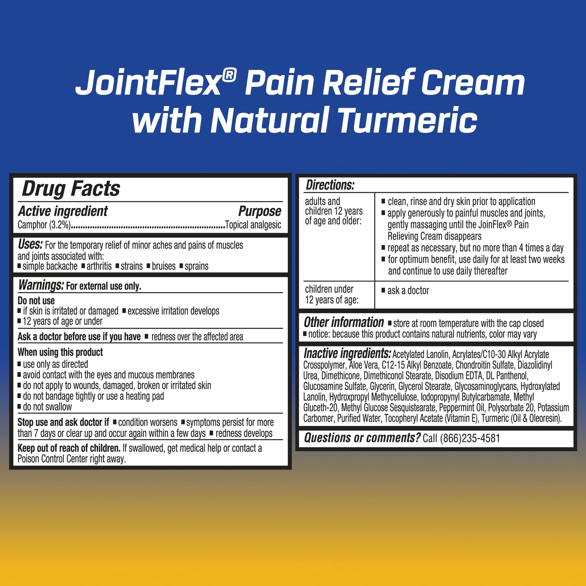 JOINTFLEX Pain Relief Cream with Turmeric, Arthritis Pain Relief, Joint Pain Relief, 3 Ounce Tube JointFlex buy supplements canada