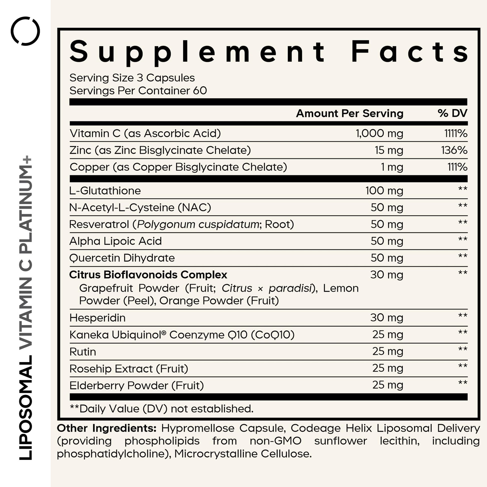 Codeage Liposomal Vitamin C+ Platinum - 1000 Mg Vitamin C Vitamins, Glutathione, NAC (N Acetyl Cysteine), Resveratrol, CoQ10, Rutin, Elderberry, Quercetin, Rosehip, Citrus Bioflavonoids - 180 Capsules Codeage buy supplements canada