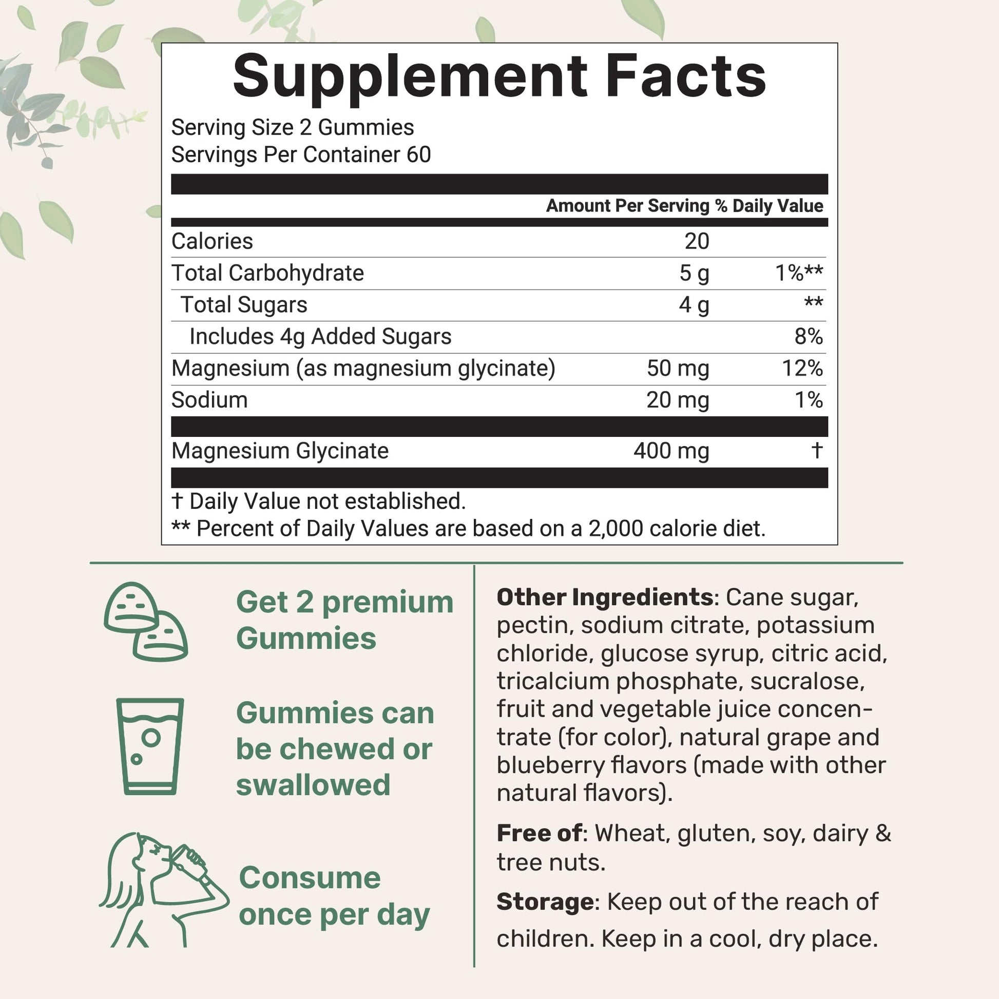 Magnesium Glycinate Gummies 400mg Per Serving, 120 Count | Natural Grape Blueberry Flavor | Potent Elemental Form + Chelated for High Absorption | Healthy Muscle, Bones, & Mood Support Supplement Micro Ingredients buy supplements canada