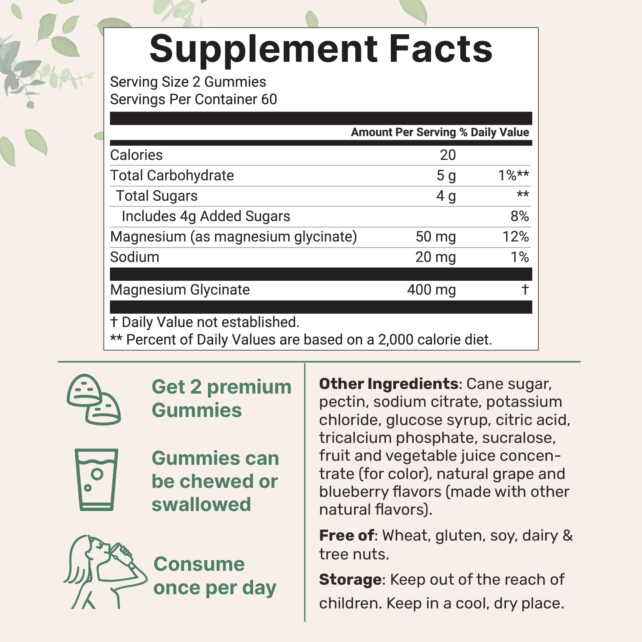 Magnesium Glycinate Gummies 400mg Per Serving, 120 Count | Natural Grape Blueberry Flavor | Potent Elemental Form + Chelated for High Absorption | Healthy Muscle, Bones, & Mood Support Supplement Micro Ingredients buy supplements canada