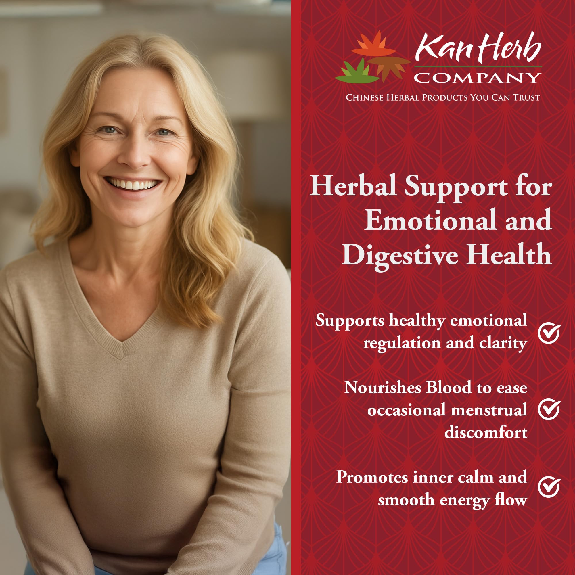 Kan Herbs Company Relaxed Wanderer – Traditional Chinese Herbal Formula to Support Mood, Digestion, and Menstrual Balance, Nourishes Blood, Eases Occasional Tension and Fatigue, 120 Tablets Kan Herb buy supplements canada