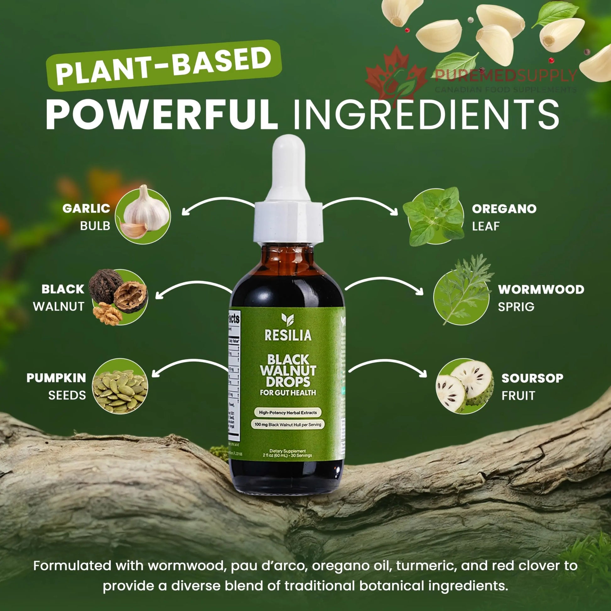 Resilia Herbal Cleanse Liquid Drops – Black Walnut & Wormwood Extract with Pumpkin Seed, Garlic & Turmeric – Alcohol-Free Vegan Tincture for Digestive & Daily Wellness Support, 2 fl oz Resilia Oil Of Oregano buy supplements canada