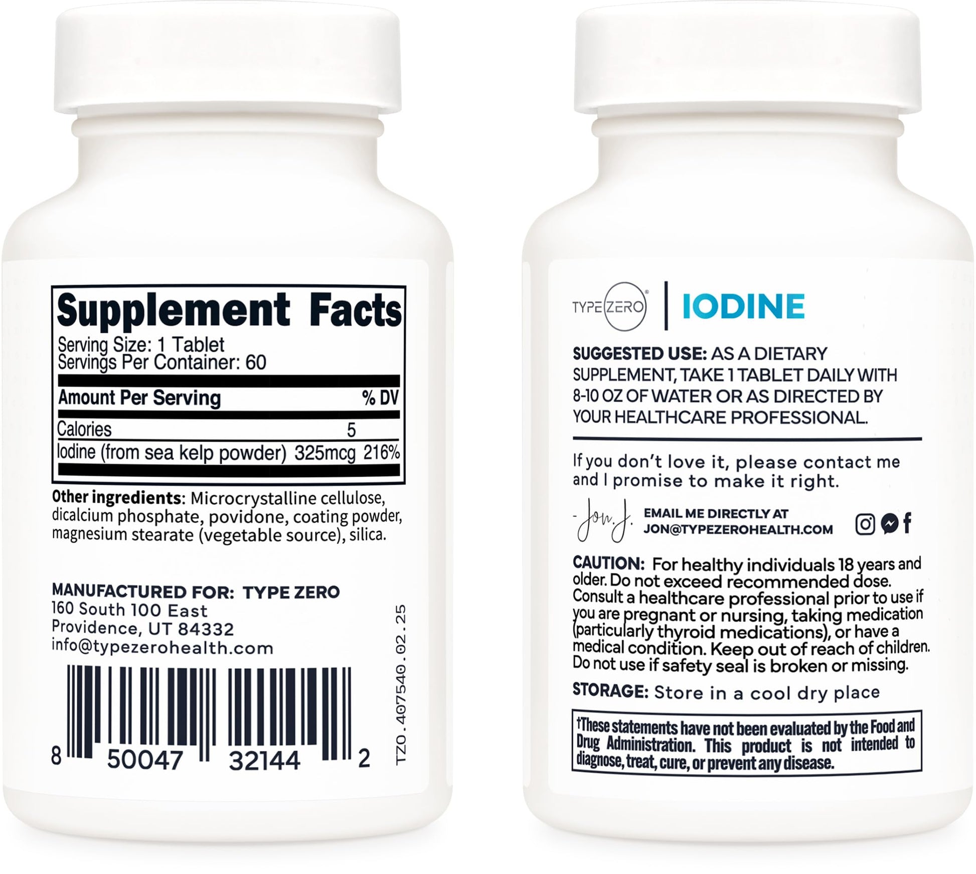 Type Zero Clean Iodine Tablets (60 Servings, 325 MCG Per Serving) - from Sea Kelp, Non-GMO, Gluten Free Type Zero buy supplements canada