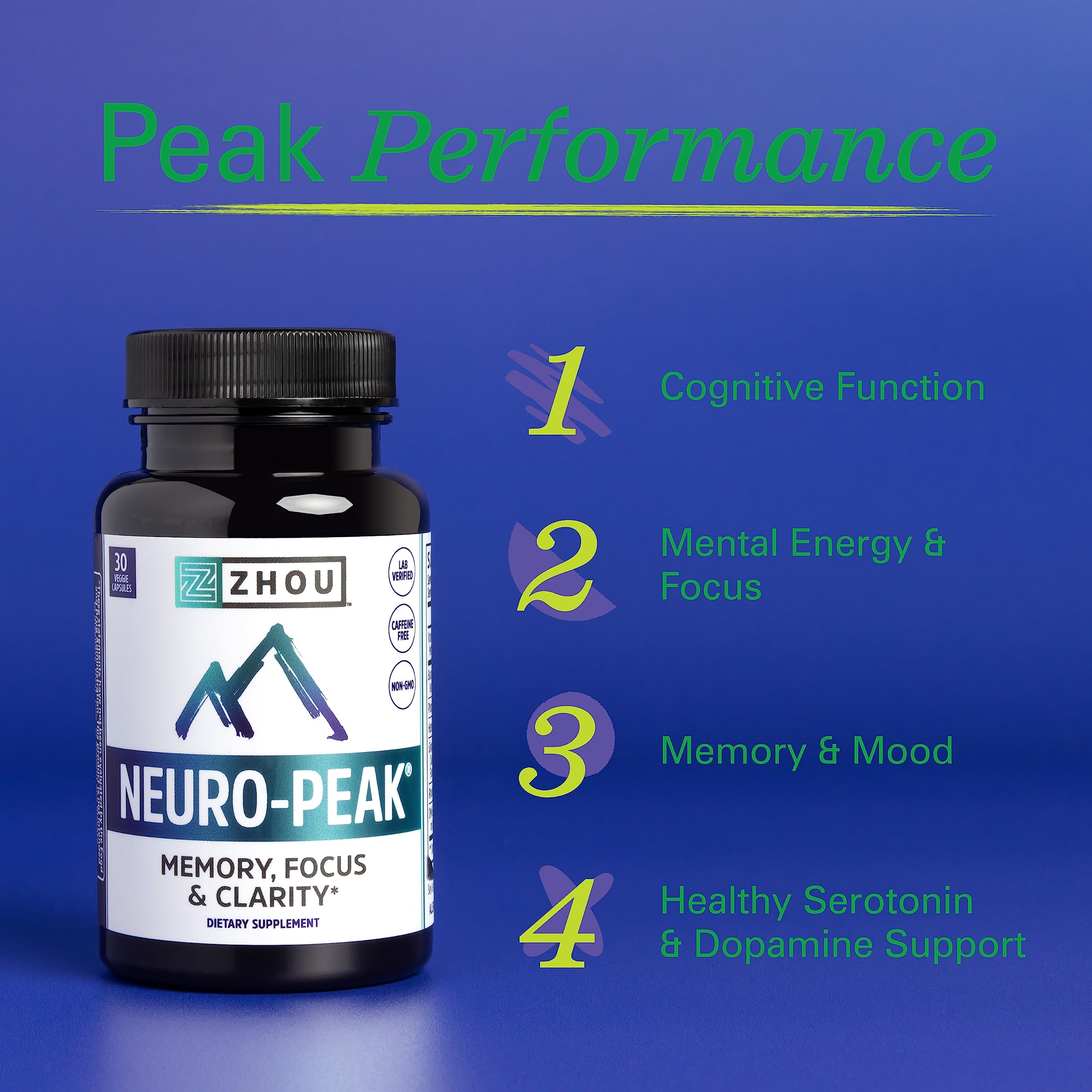 Zhou Neuro Peak Brain Support Supplement | Memory, Focus & Clarity Formula | DMAE ZhouNutrition buy supplements canada