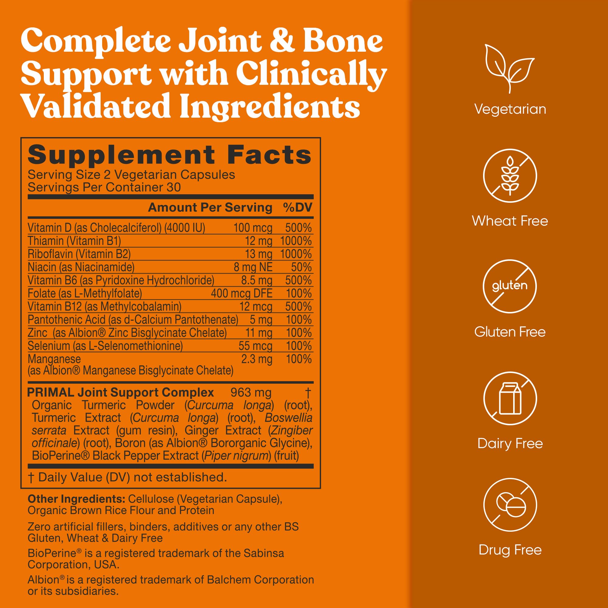 Primal Joint & Mobility Support - Advanced Joint Support Supplement for Women and Men - Turmeric, Boswellia, Ginger and Boron for Whole-Body Flexibility, Joint Health & Comfort - 60 Veg Soft Capsules Eu Natural buy supplements canada