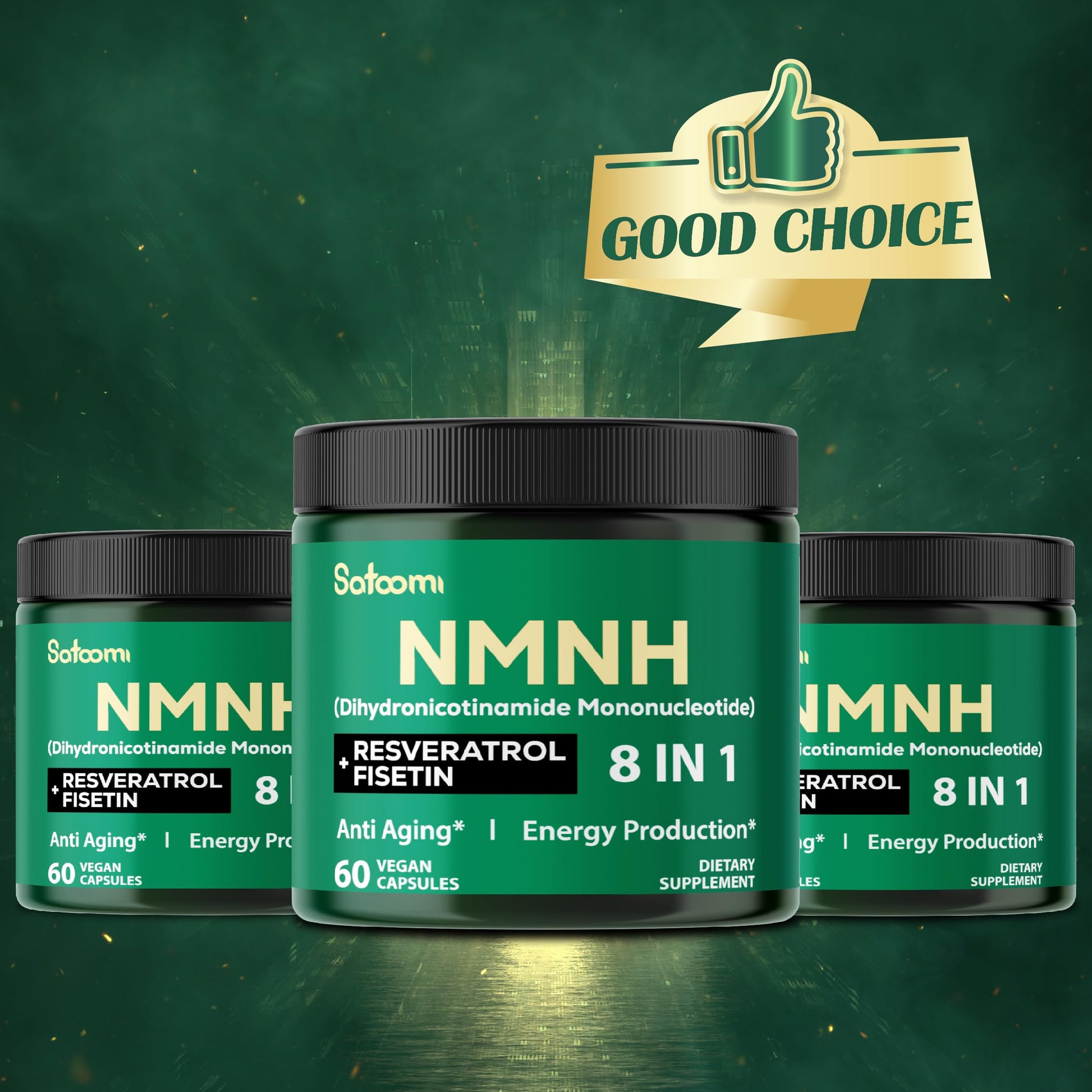 Satoomi 8in1 NMNH - NMN Supplement Alternative - NAD Supplement to Support NAD Levels Added Fisetin, Resveratrol, Quercetin, Turmeric, Berberine, Vitamin D3 & C - 60 Count for 30 Days Satoomi buy supplements canada