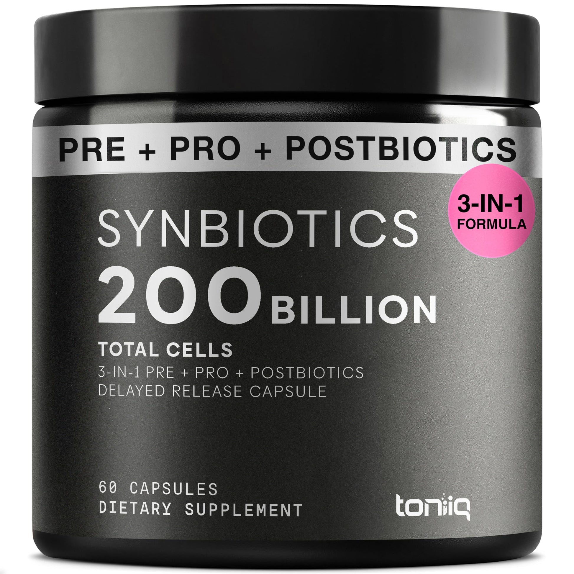 Toniiq Prebiotics and Probiotics – 200B CFU Synbiotic with Postbiotics IMMUSE® & ButyraGen® – 30 Strains for Gut & Digestive Health – Shelf-Stable Toniiq buy supplements canada