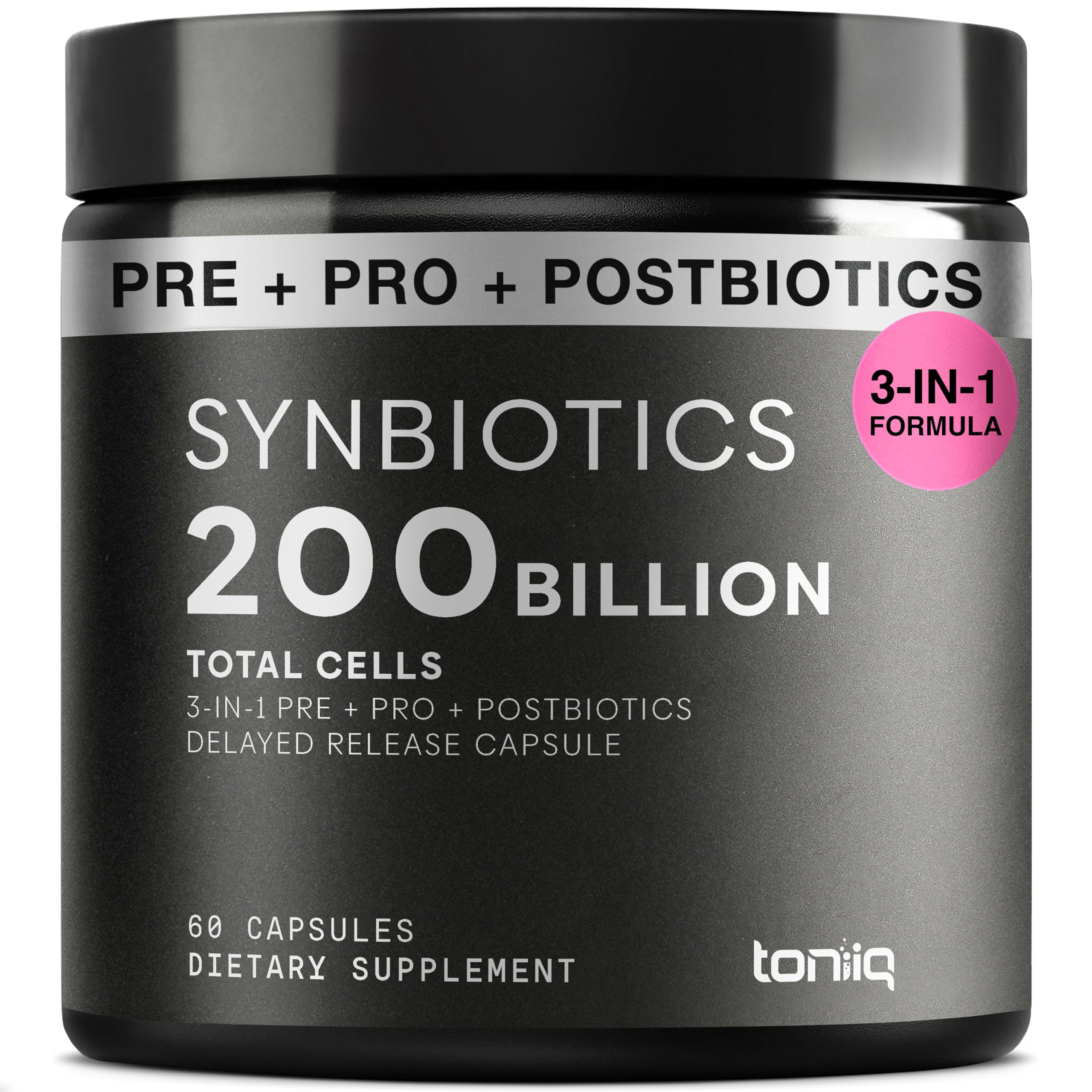 Toniiq Prebiotics and Probiotics – 200B CFU Synbiotic with Postbiotics IMMUSE® & ButyraGen® – 30 Strains for Gut & Digestive Health – Shelf-Stable Toniiq buy supplements canada