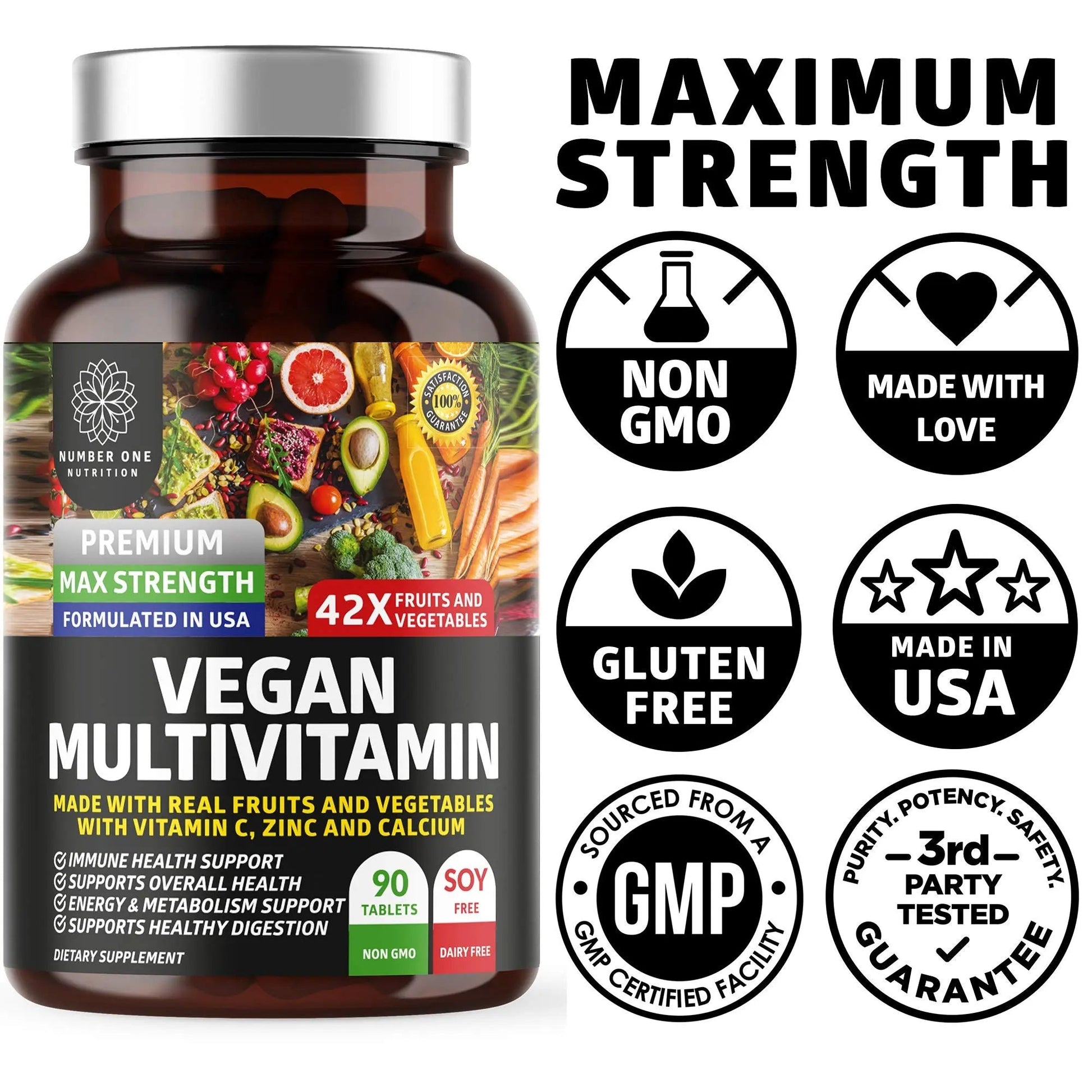 N1N Premium Plant Based Multivitamin [42 Powerful Ingredients] Men & Women Daily Multivitamins with Raw Veggies and Fruits, Probiotics Number One Nutrition buy supplements canada