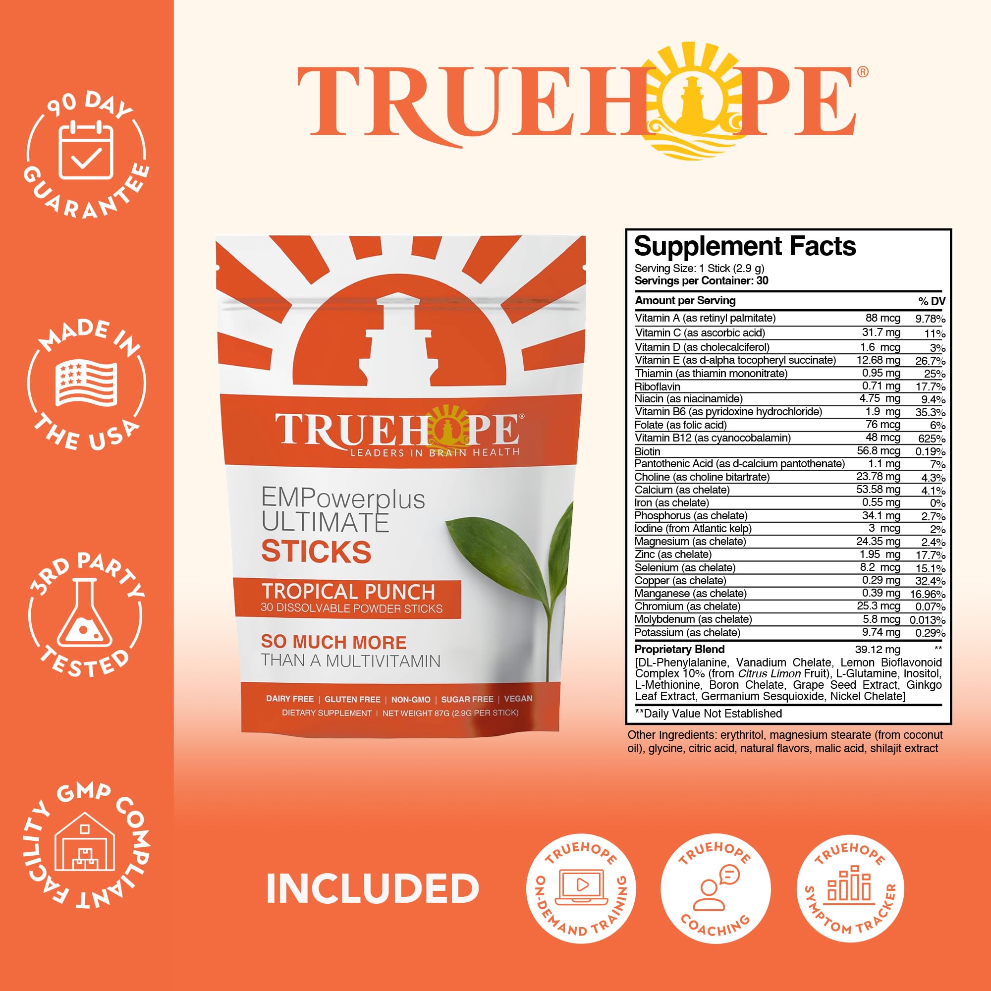 Truehope Multivitamin Nootropic Pouches with Inositol - Once-Per-Day EMPowerplus Ultimate Sticks - 30 Count (Tropical) Truehope buy supplements canada