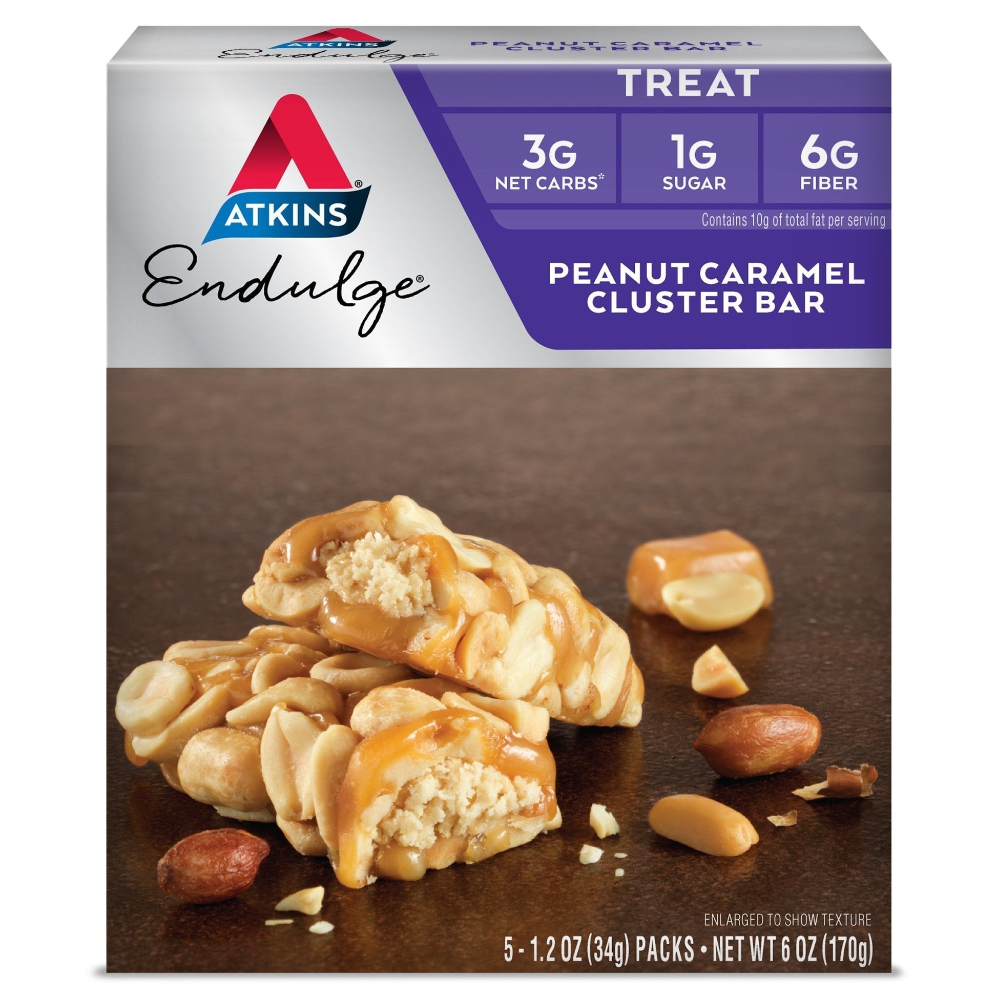 Atkins Peanut Caramel Cluster Bar, Dessert Favorite, High in Fiber, 3g Net Carb, 1g Sugar Atkins buy supplements canada