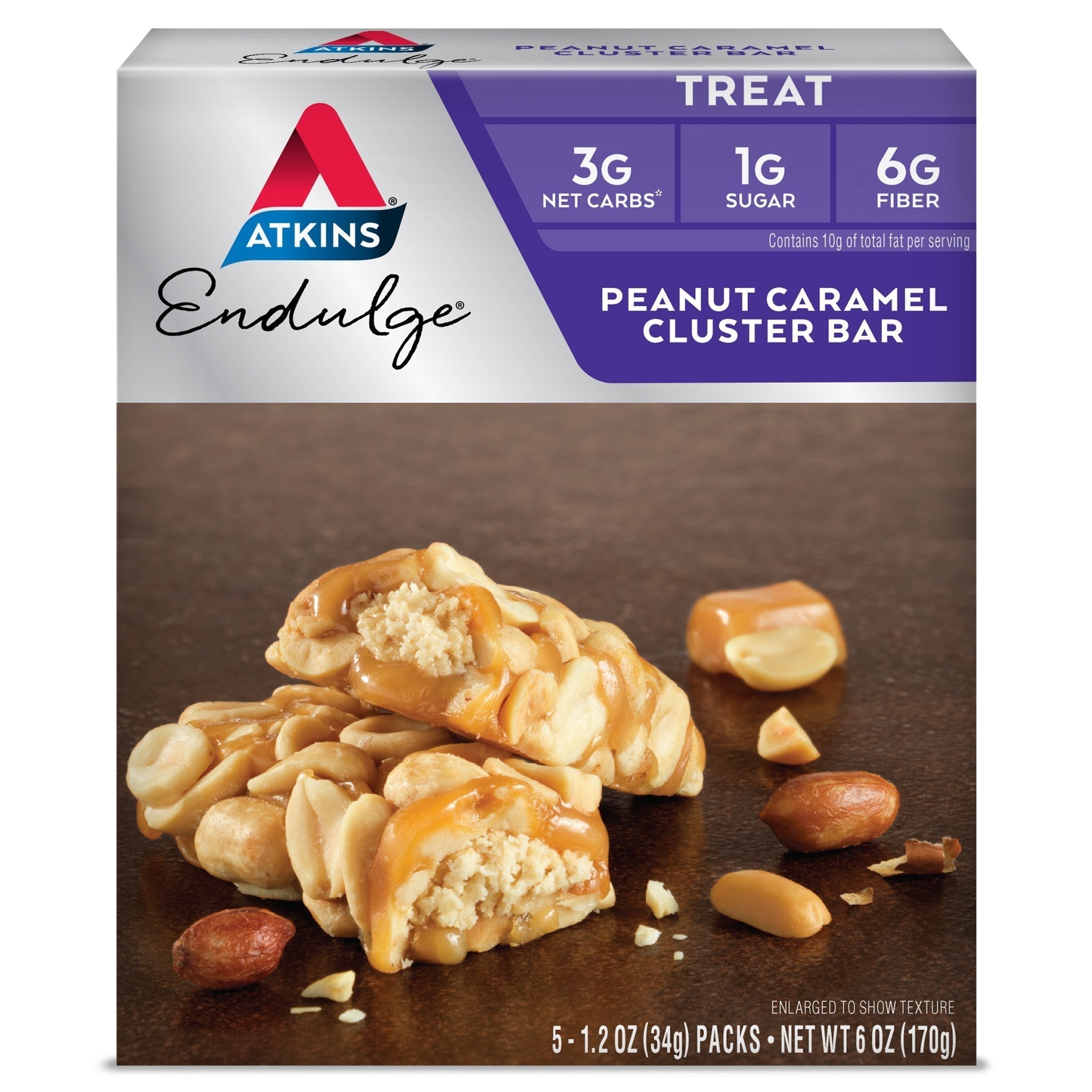 Atkins Peanut Caramel Cluster Bar, Dessert Favorite, High in Fiber, 3g Net Carb, 1g Sugar Atkins buy supplements canada