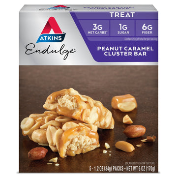 Atkins Peanut Caramel Cluster Bar, Dessert Favorite, High in Fiber, 3g Net Carb, 1g Sugar Atkins buy supplements canada