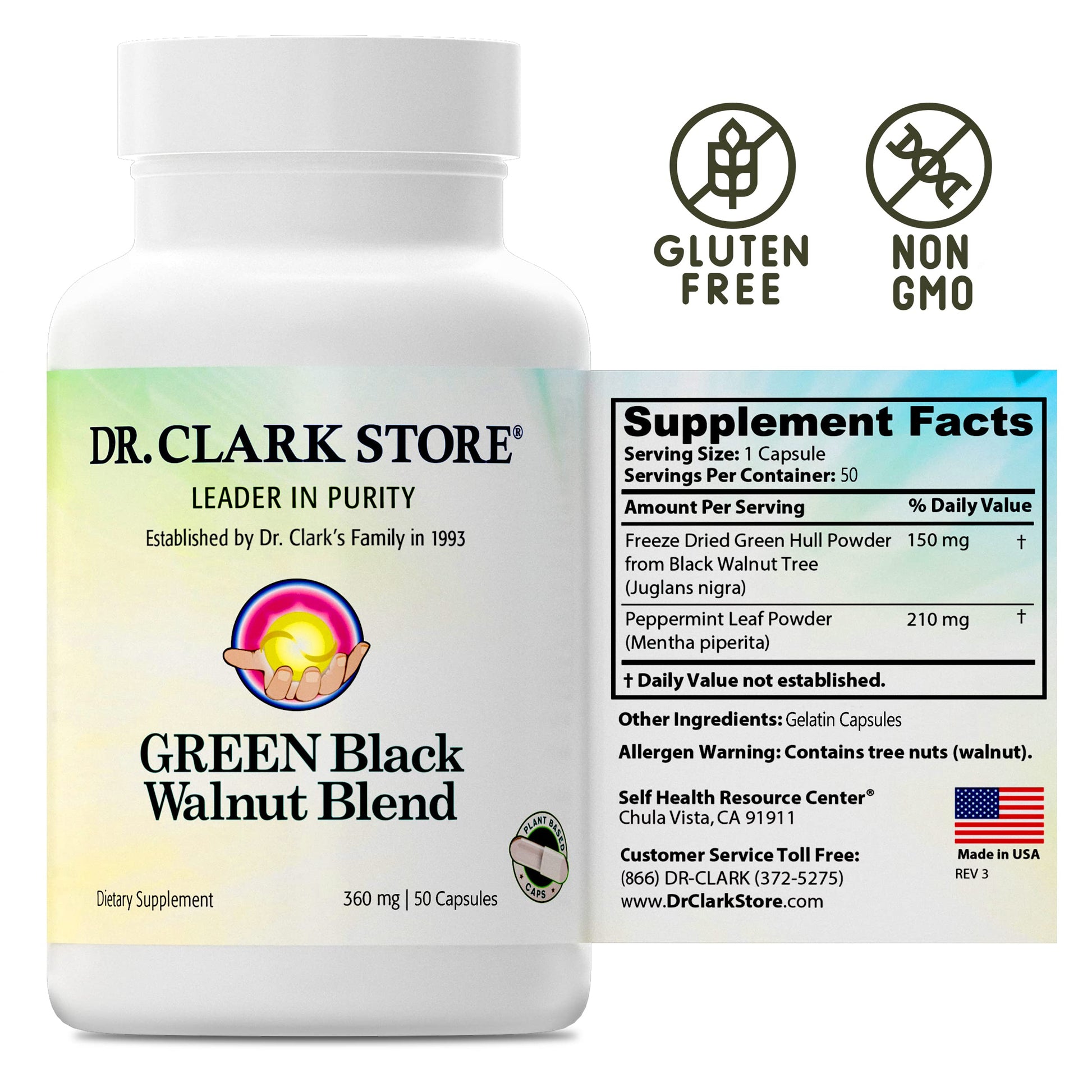 Dr Clark Green Black Walnut Blend - Freeze Dried Hull Dietary Supplement, Extra Strength Formula from All Natural Walnuts, Supports Healthy Intestinal Environment, 360mg, 50 Gelatin Capsules Dr Clark Store buy supplements canada