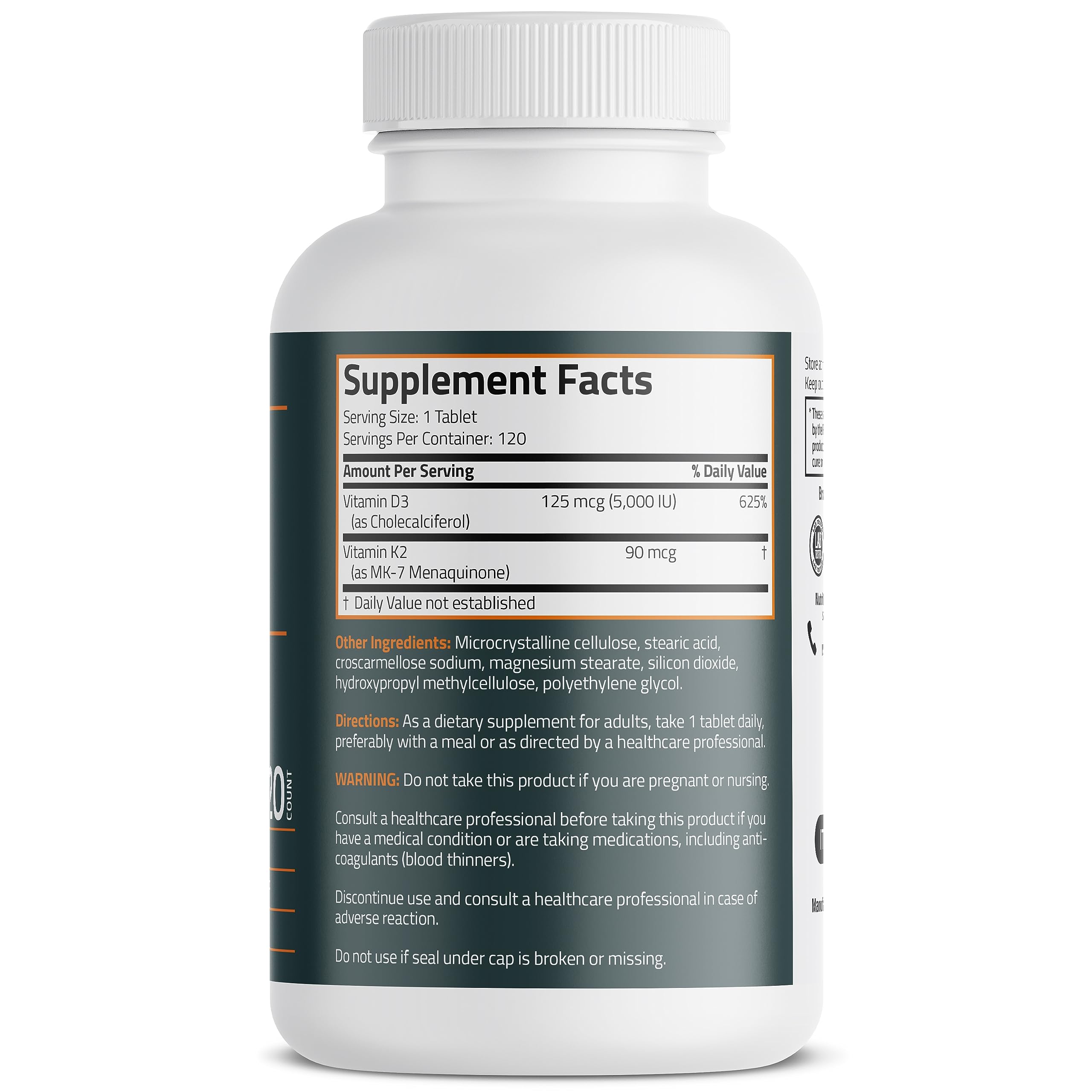 Bronson Basics Vitamin K2 D3 (MK7) Supplement Non-GMO Formula 5000IU (125 mcg) Bronson buy supplements canada