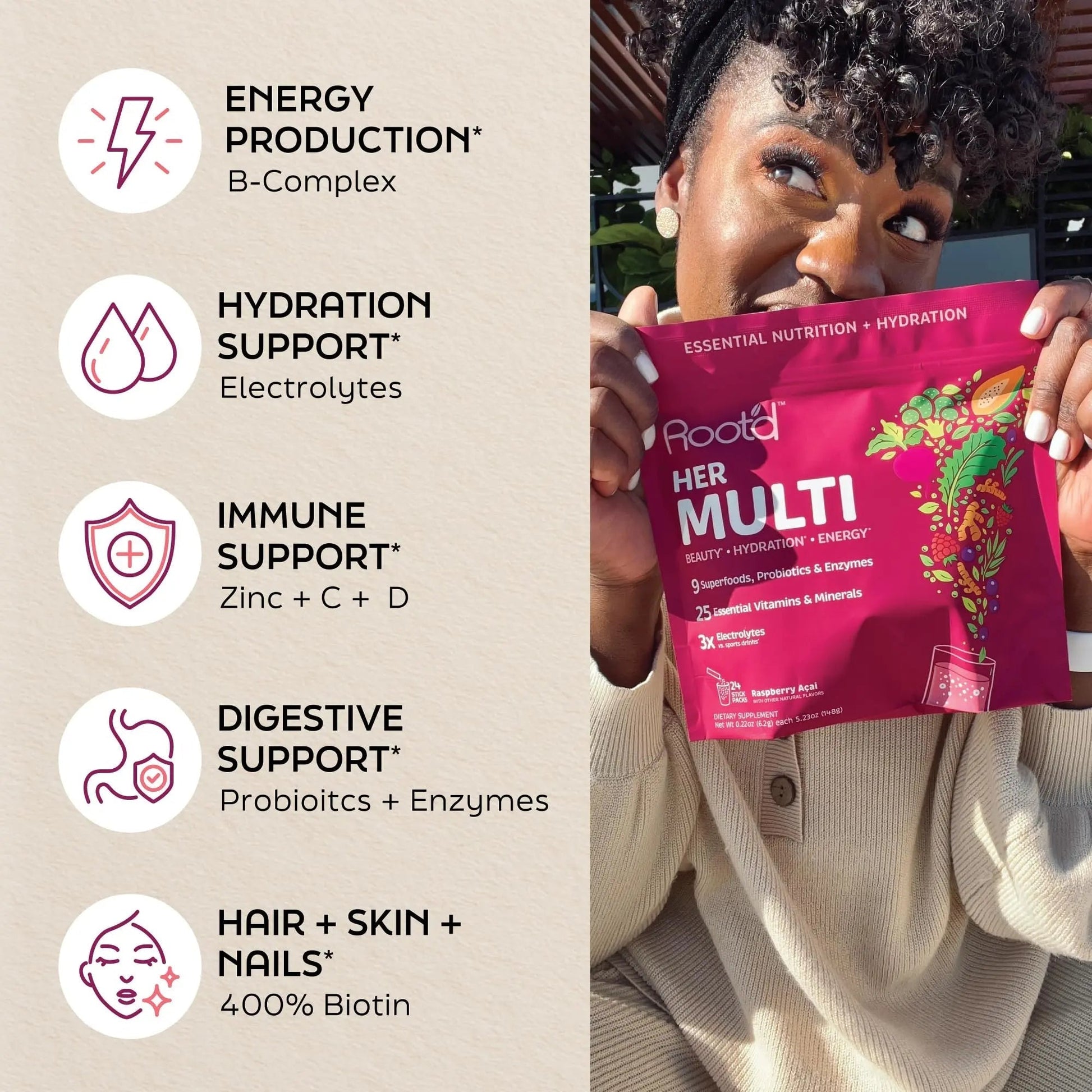 Root'd Multivitamin Powder for Women - 25 Vitamins & Minerals with 3X Electrolytes, 9 Organic Superfoods, Probiotics & Enzymes Root'd buy supplements canada