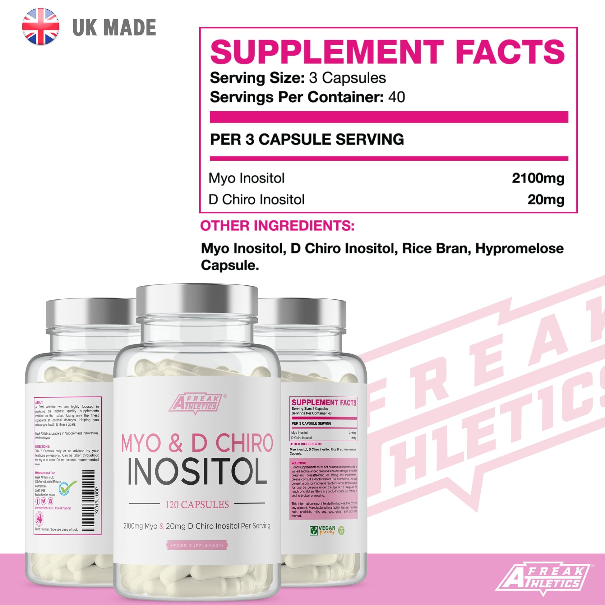 Myo-Inositol & D Chiro Inositol - Supports Women with PCOS -120 Capsules - Promotes Freak Athletics buy supplements canada
