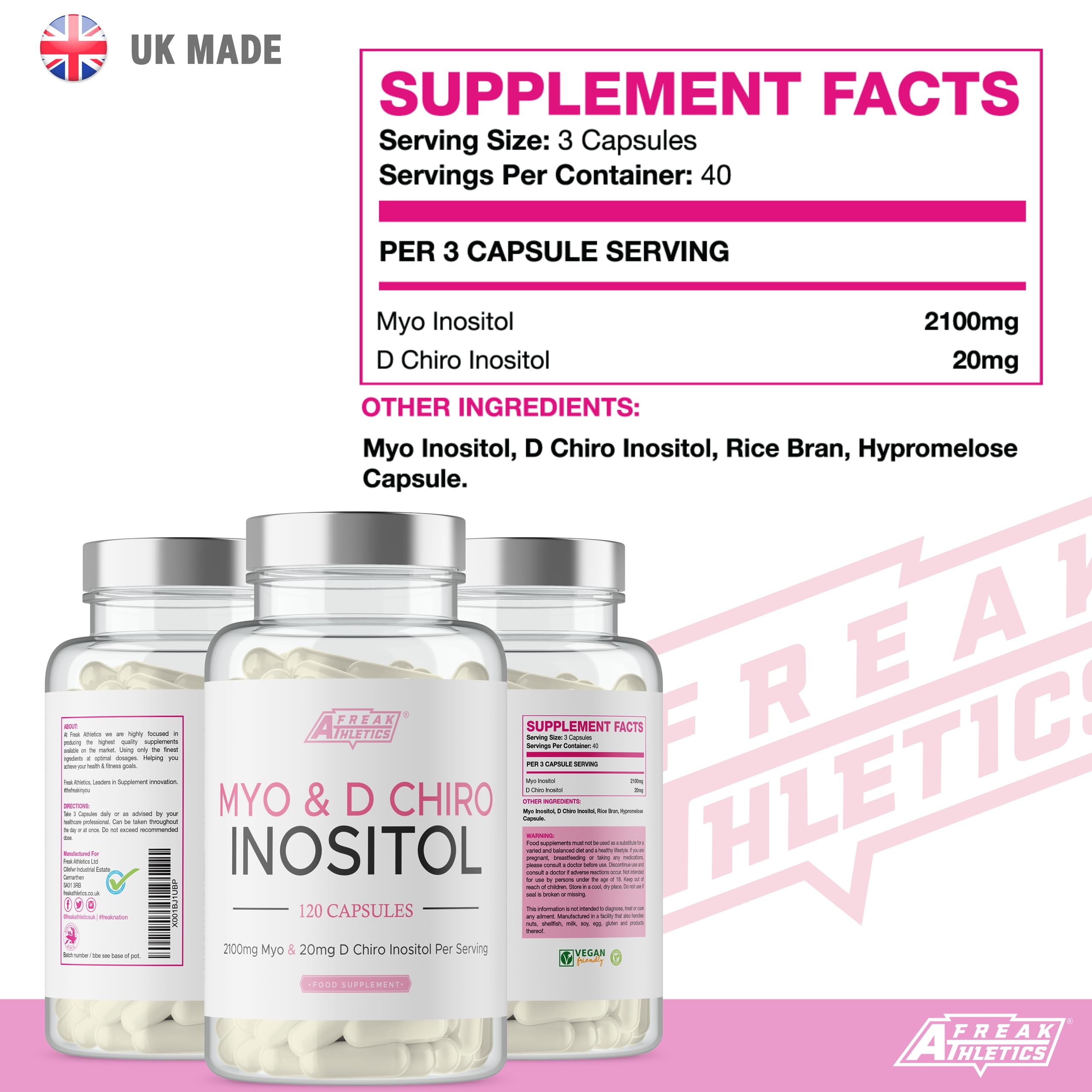 Myo-Inositol & D Chiro Inositol - Supports Women with PCOS -120 Capsules - Promotes Freak Athletics buy supplements canada