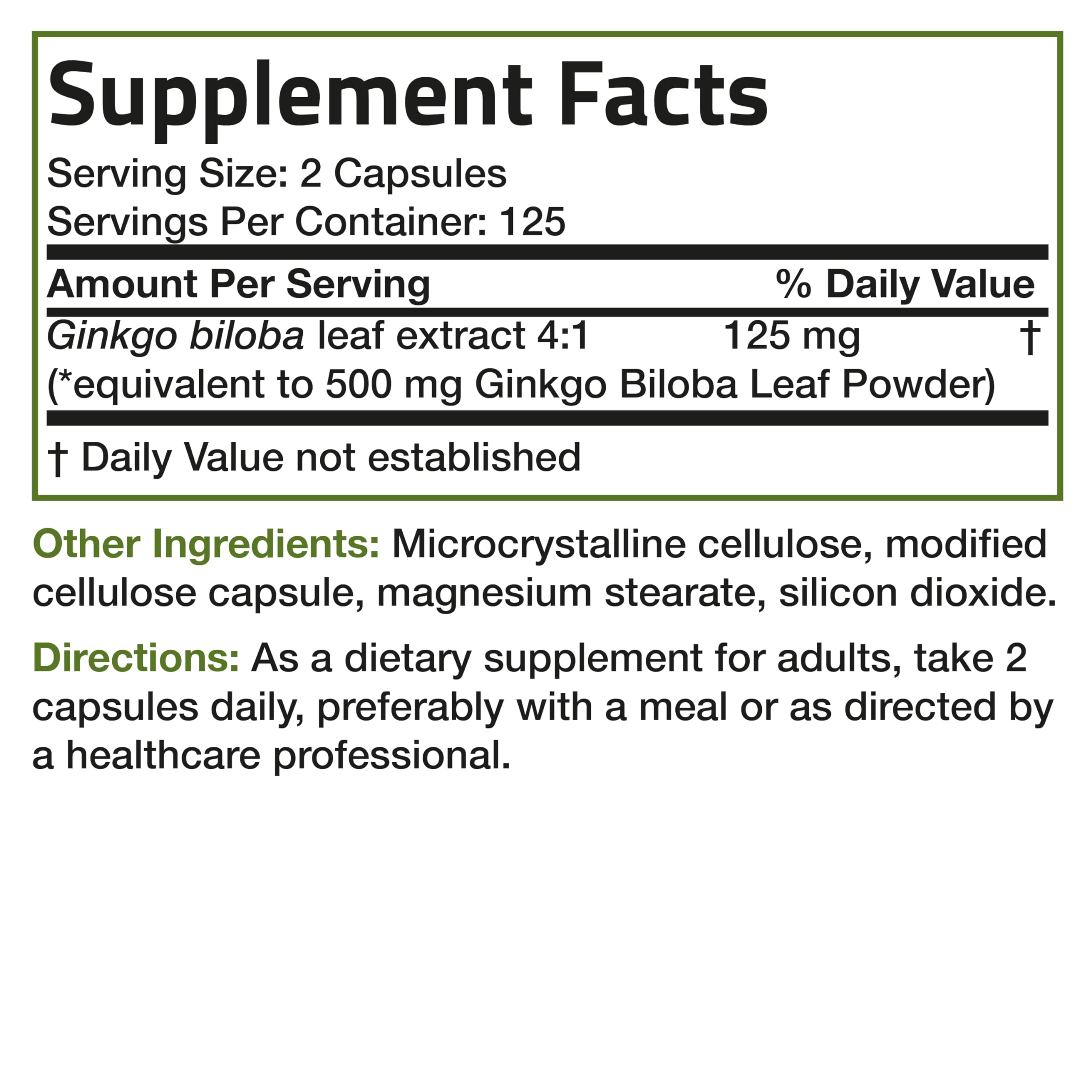 Bronson Ginkgo Biloba Extra Strength 125mg (4:1 Extract) Equivalent to 500mg Bronson buy supplements canada