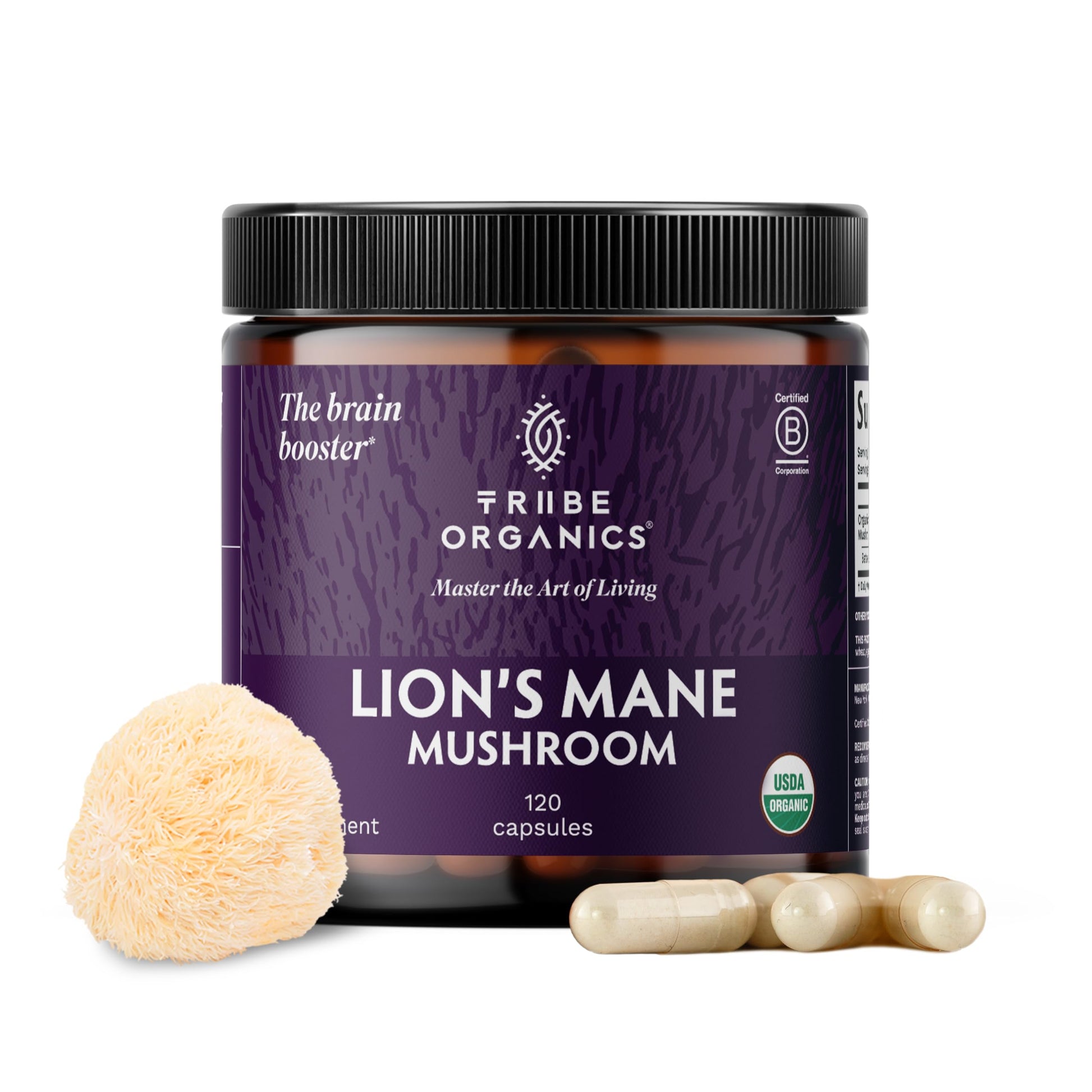 TRIBE ORGANICS Lion’s Mane Supplement 1000mg Mushroom Extract Powder - Immune System Booster & Brain Nootropic for Focus and Memory | Mental Clarity | Natural Energy and Immunity - 120 Vegan Capsules TRIBE ORGANICS buy supplements canada