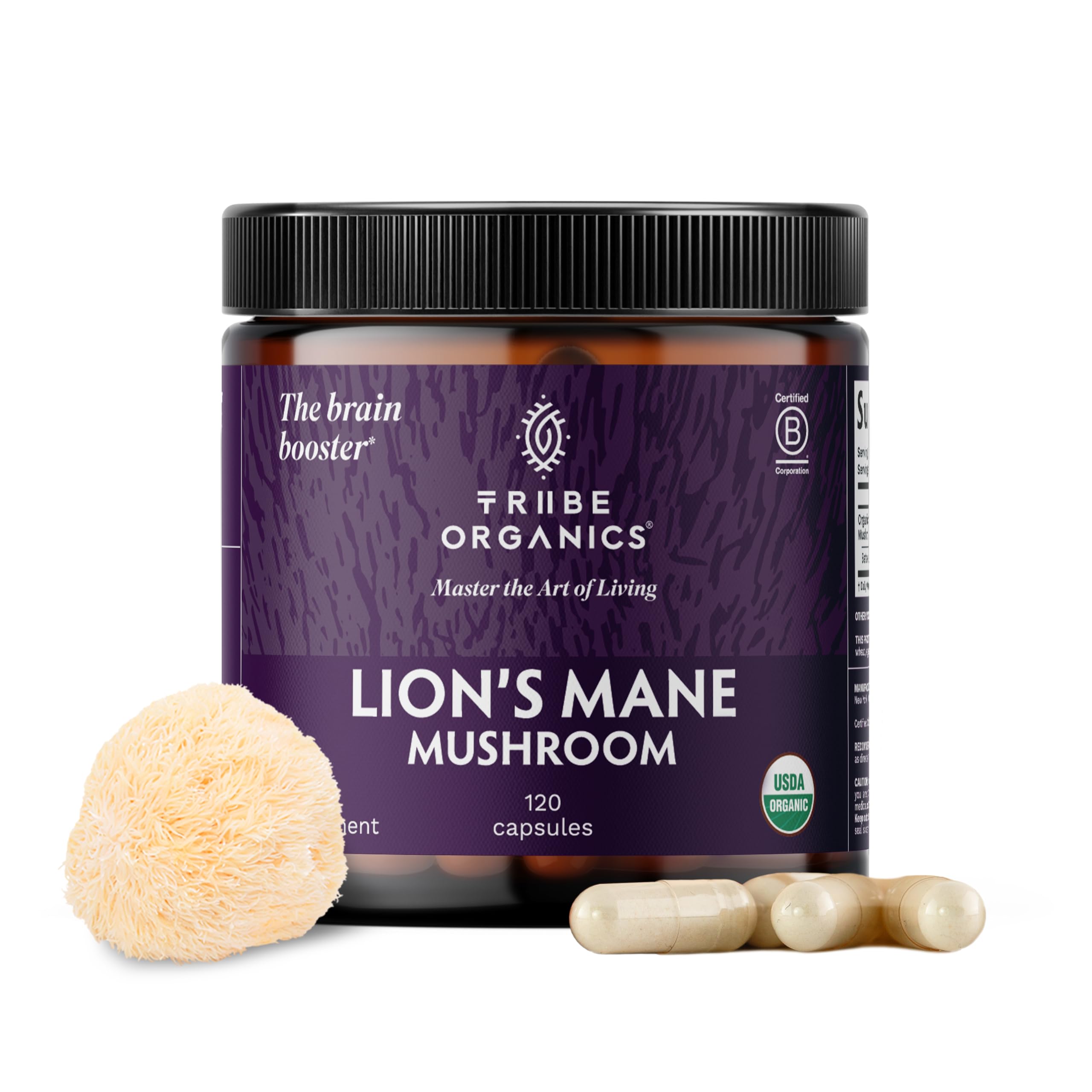 TRIBE ORGANICS Lion’s Mane Supplement 1000mg Mushroom Extract Powder - Immune System Booster & Brain Nootropic for Focus and Memory | Mental Clarity | Natural Energy and Immunity - 120 Vegan Capsules TRIBE ORGANICS buy supplements canada