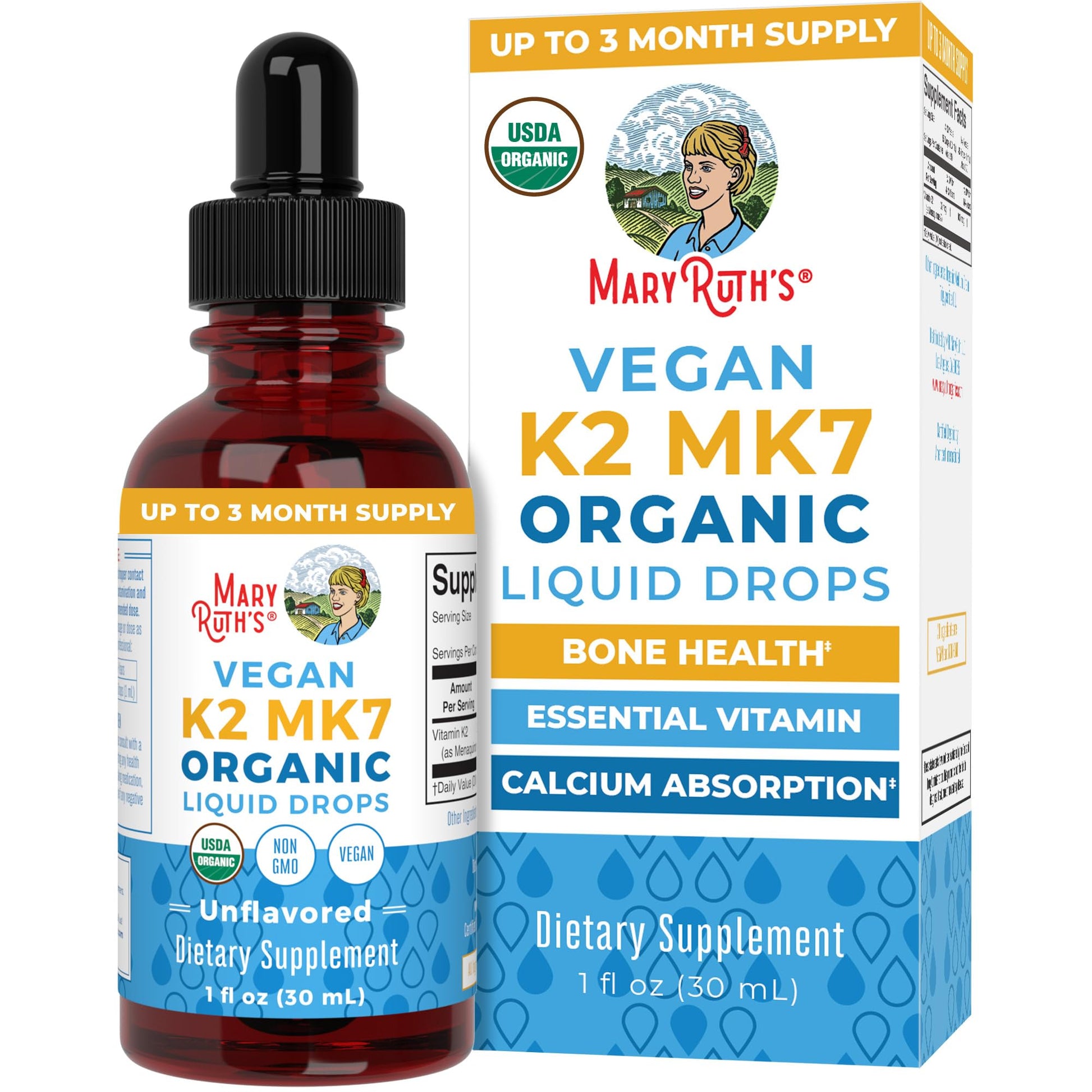 MaryRuth’s USDA Organic Vitamin K2 MK7 Liquid Drops for Adults & Kids | Sourced from Natto | Menaquinone- 7 | Vegan K2 Vitamin for Bone Health & Calcium Absorption | 1oz | Up to 90 Servings MARYRUTH'S buy supplements canada