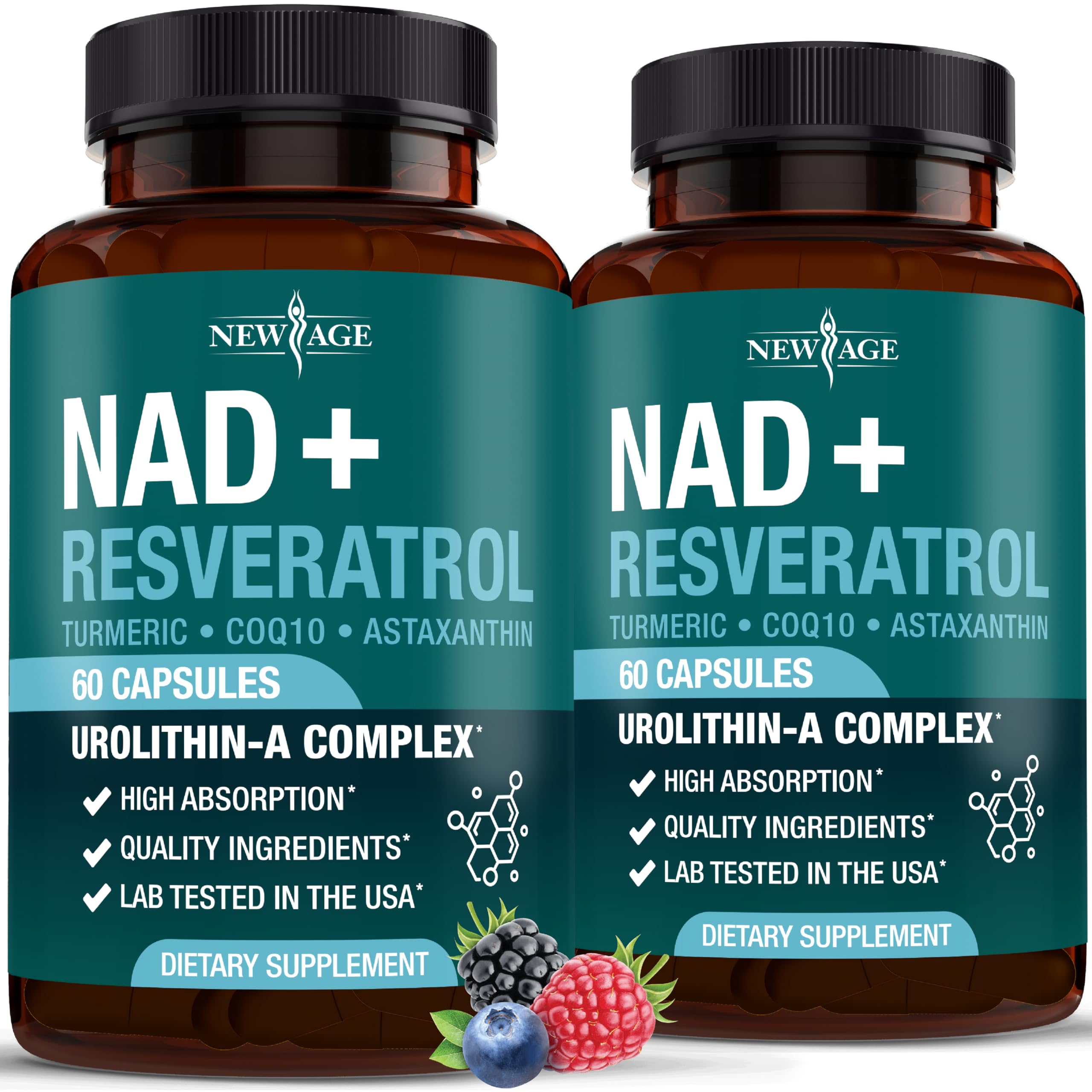 NEW AGE NAD+ Supplement Complex – NAD+ 300 mg with Astaxanthin, Urolithin A, Resveratrol, CoQ10 & Antioxidant Blend – Cellular Energy, Support or Women & Men – Vegan, Non-GMO- 120 Count NEW AGE buy supplements canada