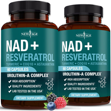 NEW AGE NAD+ Supplement Complex – NAD+ 300 mg with Astaxanthin, Urolithin A, Resveratrol, CoQ10 & Antioxidant Blend – Cellular Energy, Support or Women & Men – Vegan, Non-GMO- 120 Count NEW AGE buy supplements canada