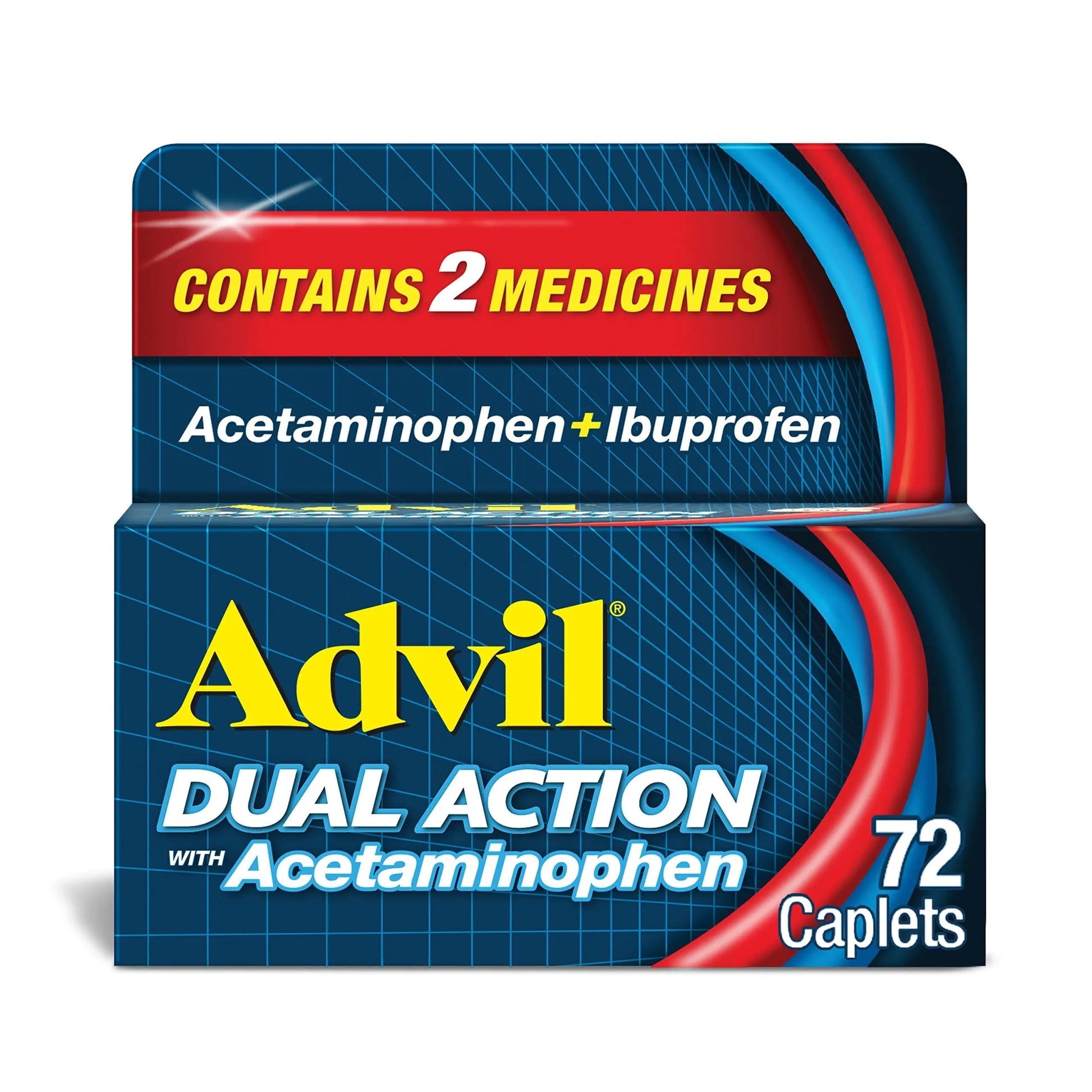 Advil Dual Action Coated Caplets with Acetaminophen, 250 Mg Ibuprofen and 500 Mg Acetaminophen Per Dose (2 Dose Equivalent) for 8 Hour Pain Relief - 72 Count Advil buy supplements canada