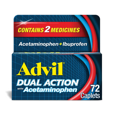 Advil Dual Action Coated Caplets with Acetaminophen, 250 Mg Ibuprofen and 500 Mg Acetaminophen Per Dose (2 Dose Equivalent) for 8 Hour Pain Relief - 72 Count Advil buy supplements canada