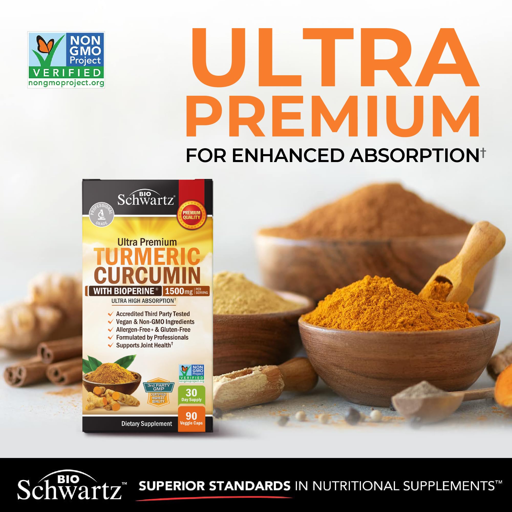 Turmeric Curcumin with Black Pepper Extract 1500mg - High Absorption Ultra Potent Turmeric Supplement with 95% Curcuminoids and BioPerine BioSchwartz buy supplements canada