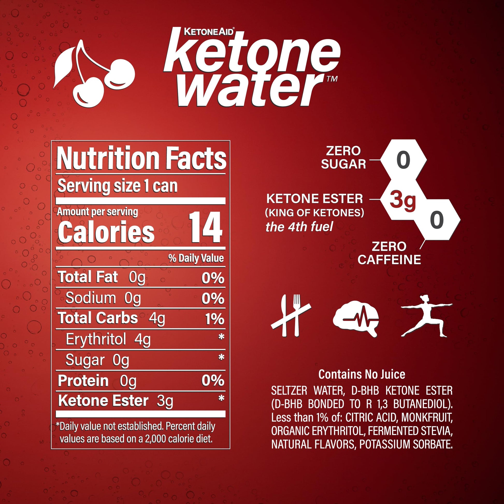 KetoneWater | Functional Sparkling Water w/Ketone Ester (3 Grams) | Black Cherry Flavor KetoneAid buy supplements canada