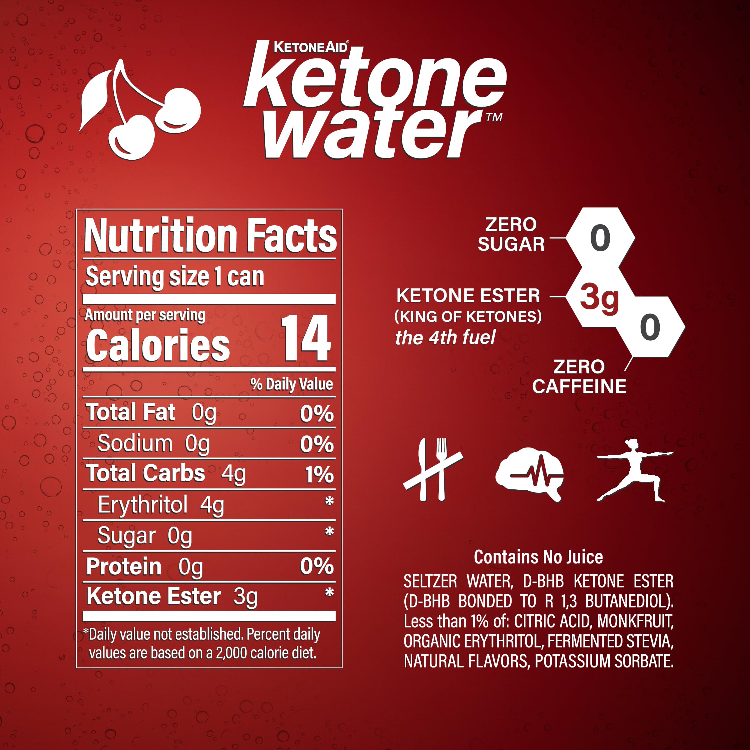 KetoneWater | Functional Sparkling Water w/Ketone Ester (3 Grams) | Black Cherry Flavor KetoneAid buy supplements canada