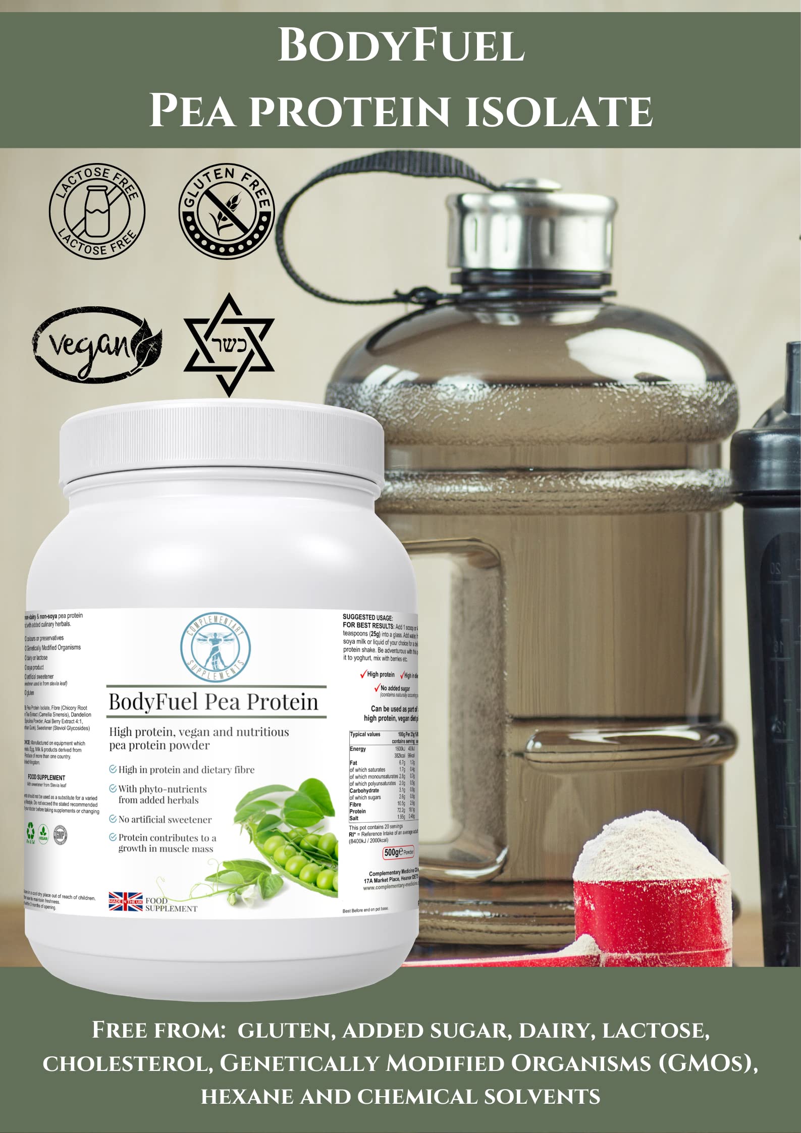Complementary Supplements - BodyFuel Hypoallergenic Pea Protein Isolate Powder Plus Phytonutrients Complementary Supplements buy supplements canada