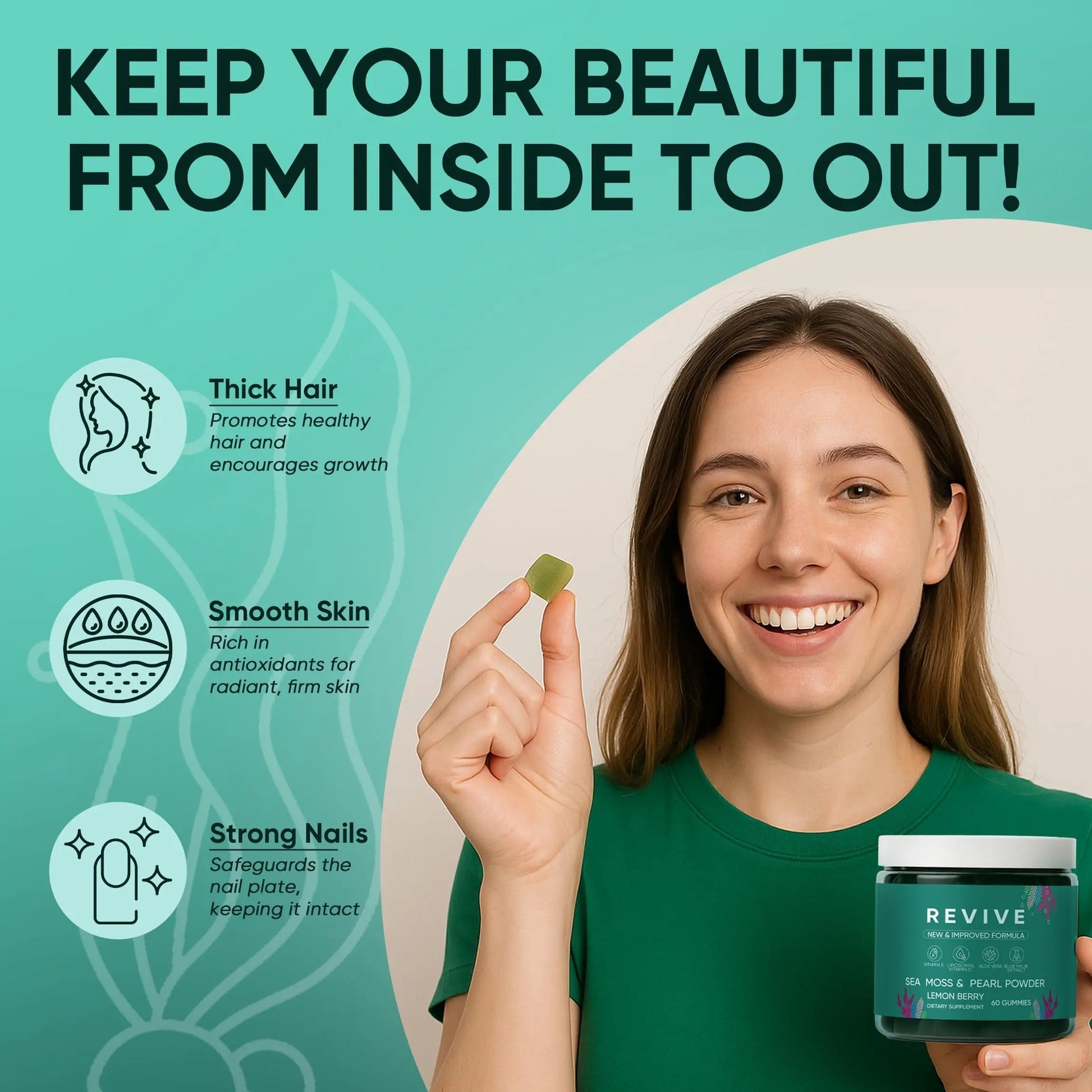 Neonomicon Balmbare Revive Gummies for Hair Loss - Sea Moss Gummies with Vitamin C, Vitamin E, Aloe Vera, Pearl Powder Supports Faster Hair Growth Neonomicon buy supplements canada