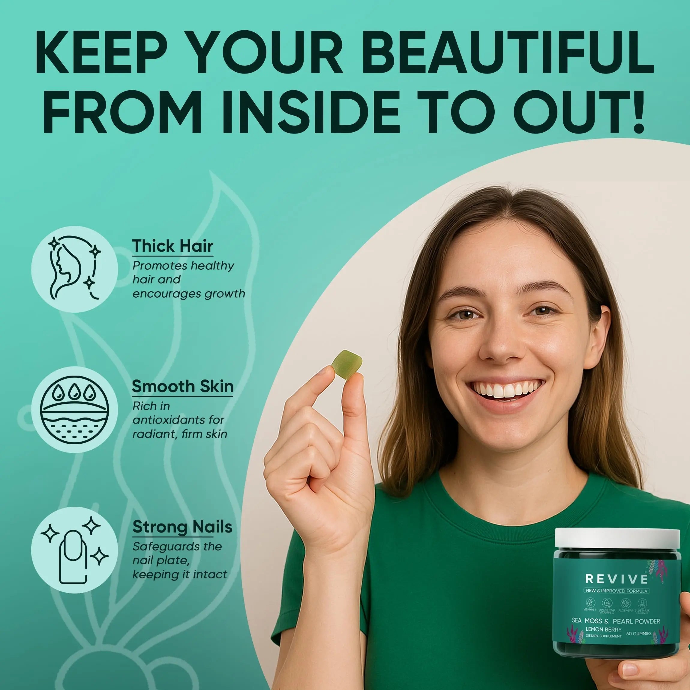 Neonomicon Balmbare Revive Gummies for Hair Loss - Sea Moss Gummies with Vitamin C, Vitamin E, Aloe Vera, Pearl Powder Supports Faster Hair Growth Neonomicon buy supplements canada