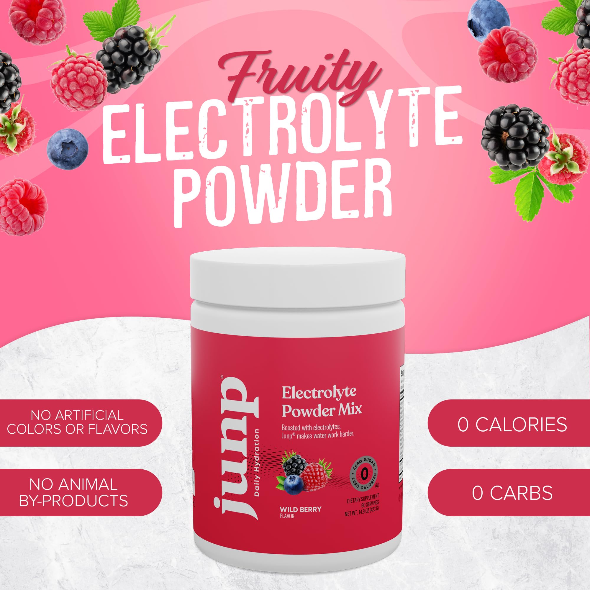 JUNP Electrolytes Powder No Sugar No Carbs, Wild Berry Fruit Flavor Keto Electrolyte Drink Mix - Potassium & Salt Hydration Powder Electrolytes, Zero Calorie Sugar Free Electrolyte Powder, 90 Servings JUNP buy supplements canada