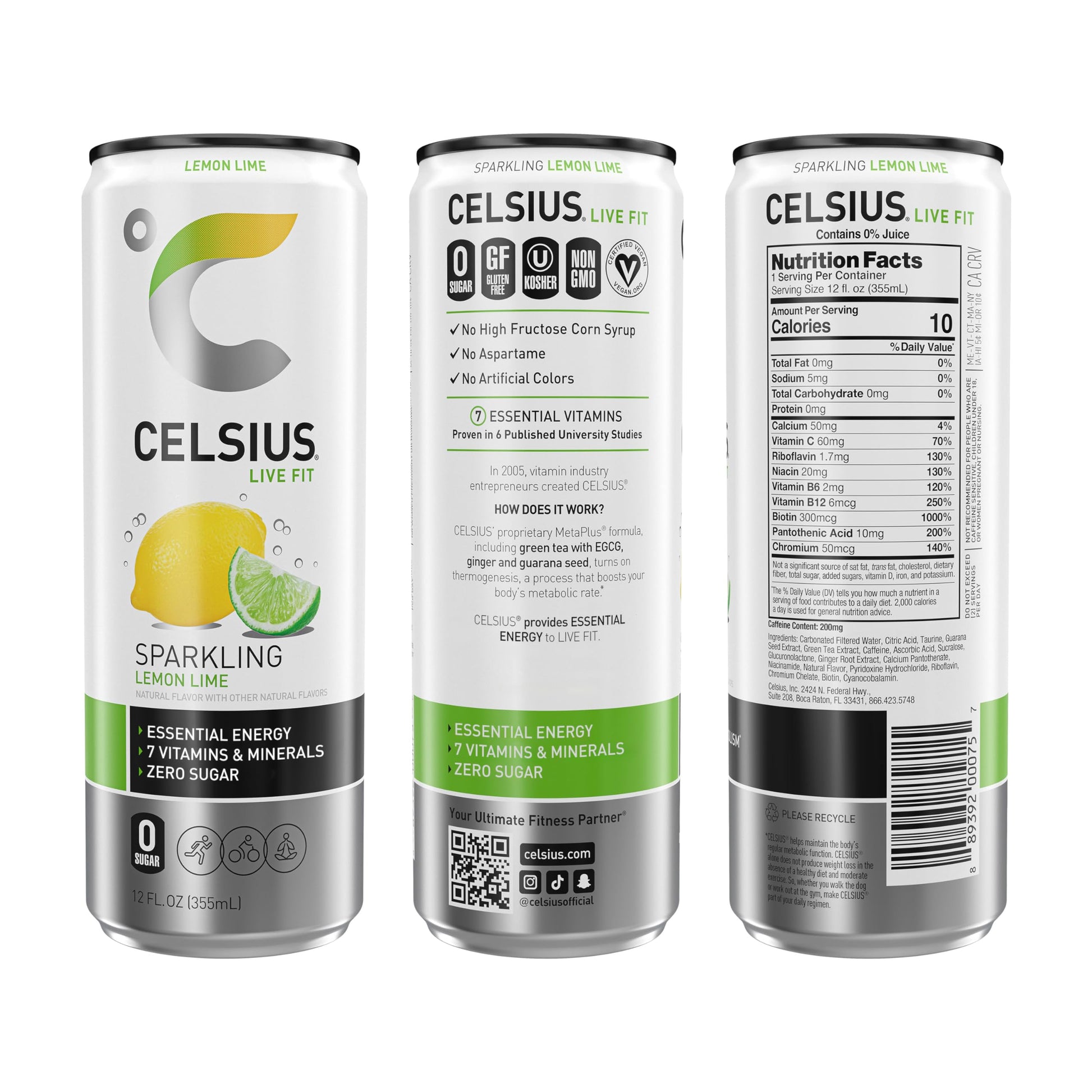 CELSIUS Sparkling Lemon Lime, Functional Essential Energy Drink, 12 Fl Oz (Pack of 12) CELSIUS buy supplements canada