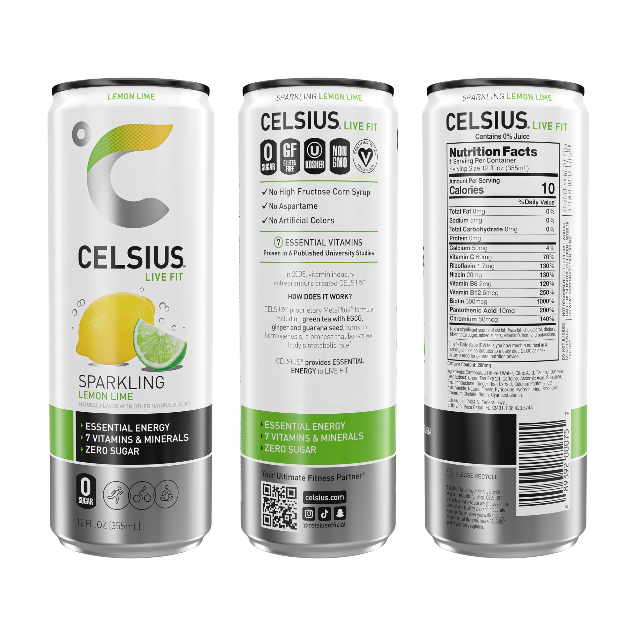 CELSIUS Sparkling Lemon Lime, Functional Essential Energy Drink, 12 Fl Oz (Pack of 12) CELSIUS buy supplements canada