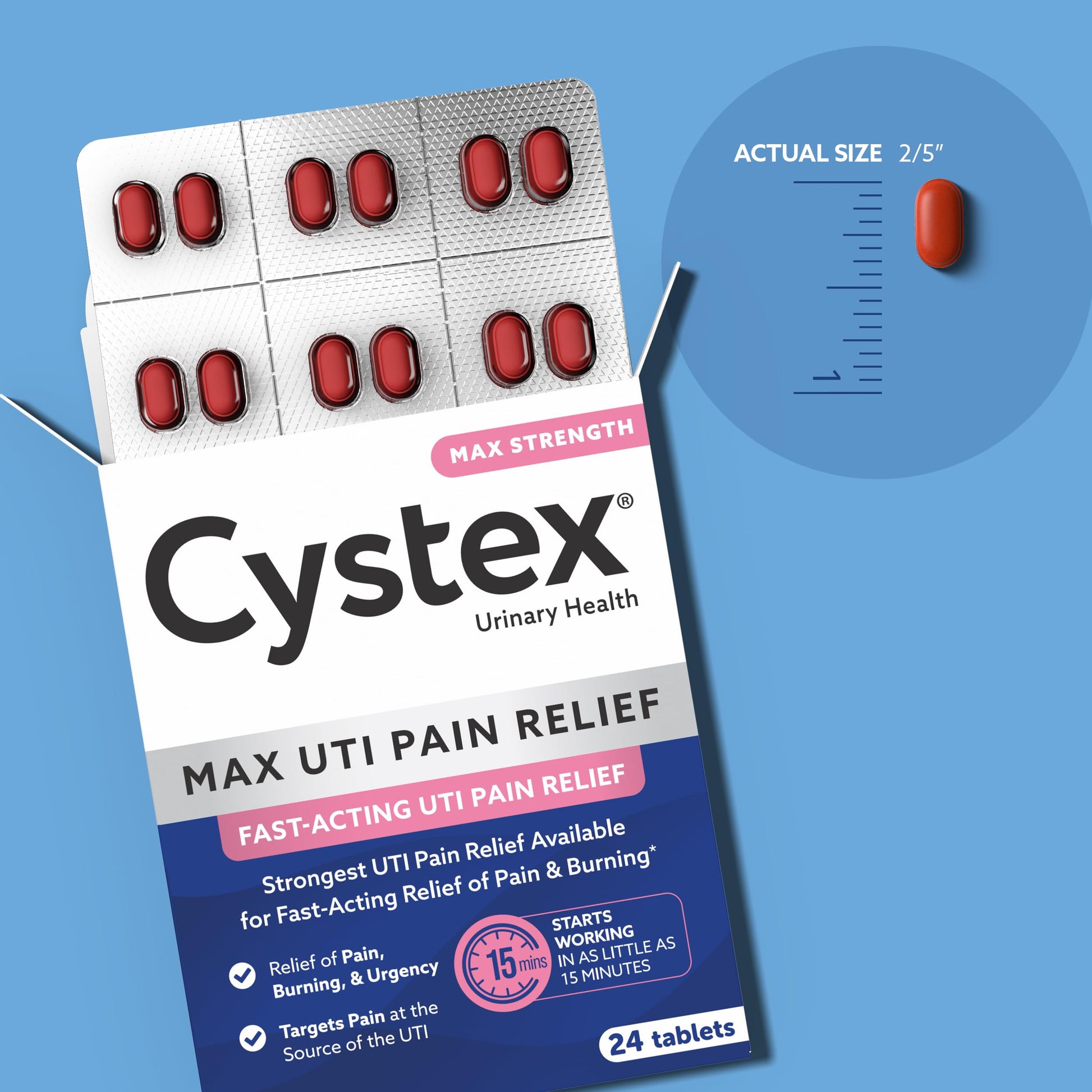 Cystex Maximum-Strength UTI Pain Relief Tablets - 99.5 mg Phenazopyridine HCl for Fast Relief of Burning, Urgency, & Bladder Discomfort - Non-Staining, Fast-Acting Formula - 24-Count Cystex buy supplements canada