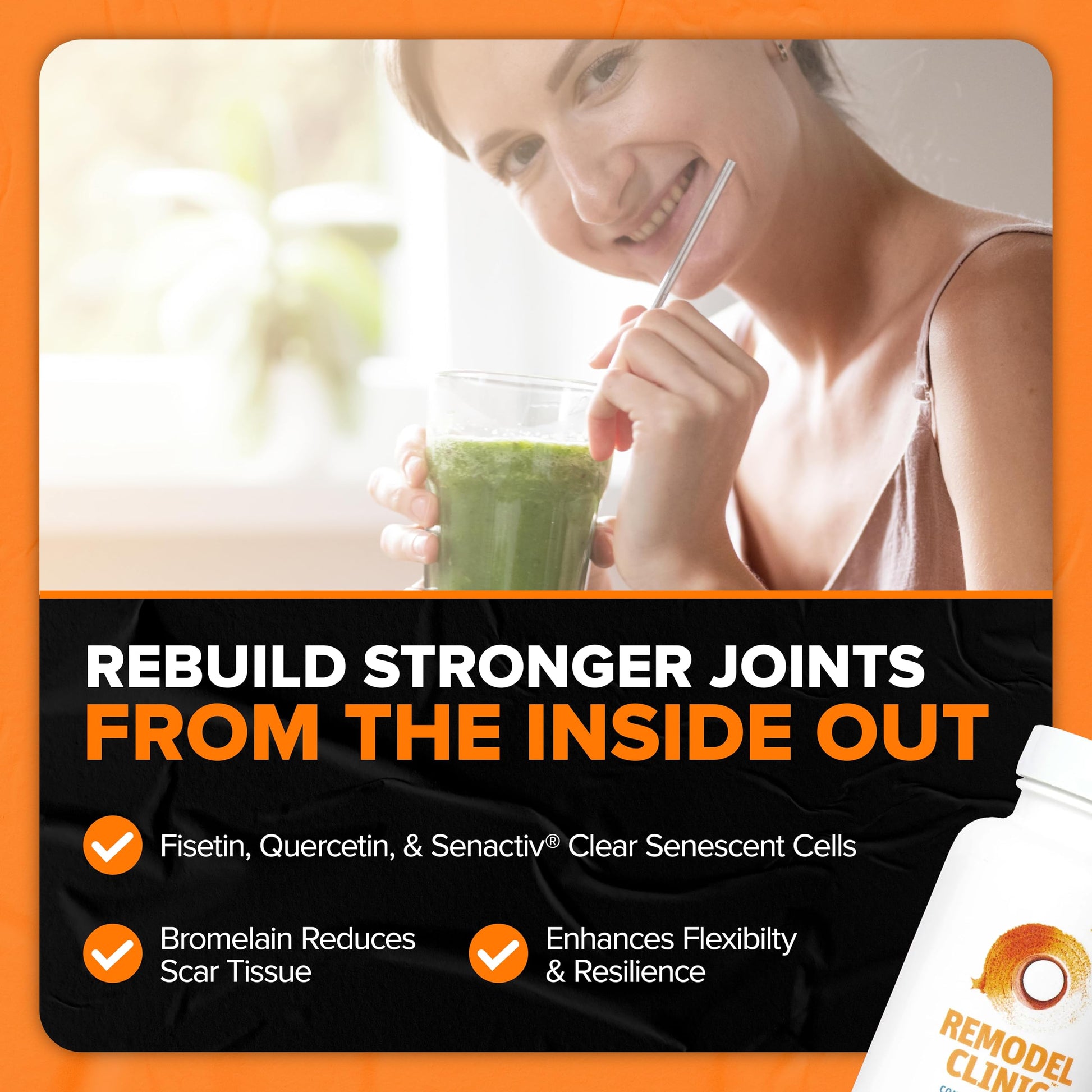 SaltWrap Remodel Clinic - Joint Remodeling Supplement for Senescent Cell Removal and Scar Tissue - Improve Mobility, Reduce Connective Tissue Stiffness - Fisetin, Quercetin, Bromelain - 60 Capsules SaltWrap buy supplements canada