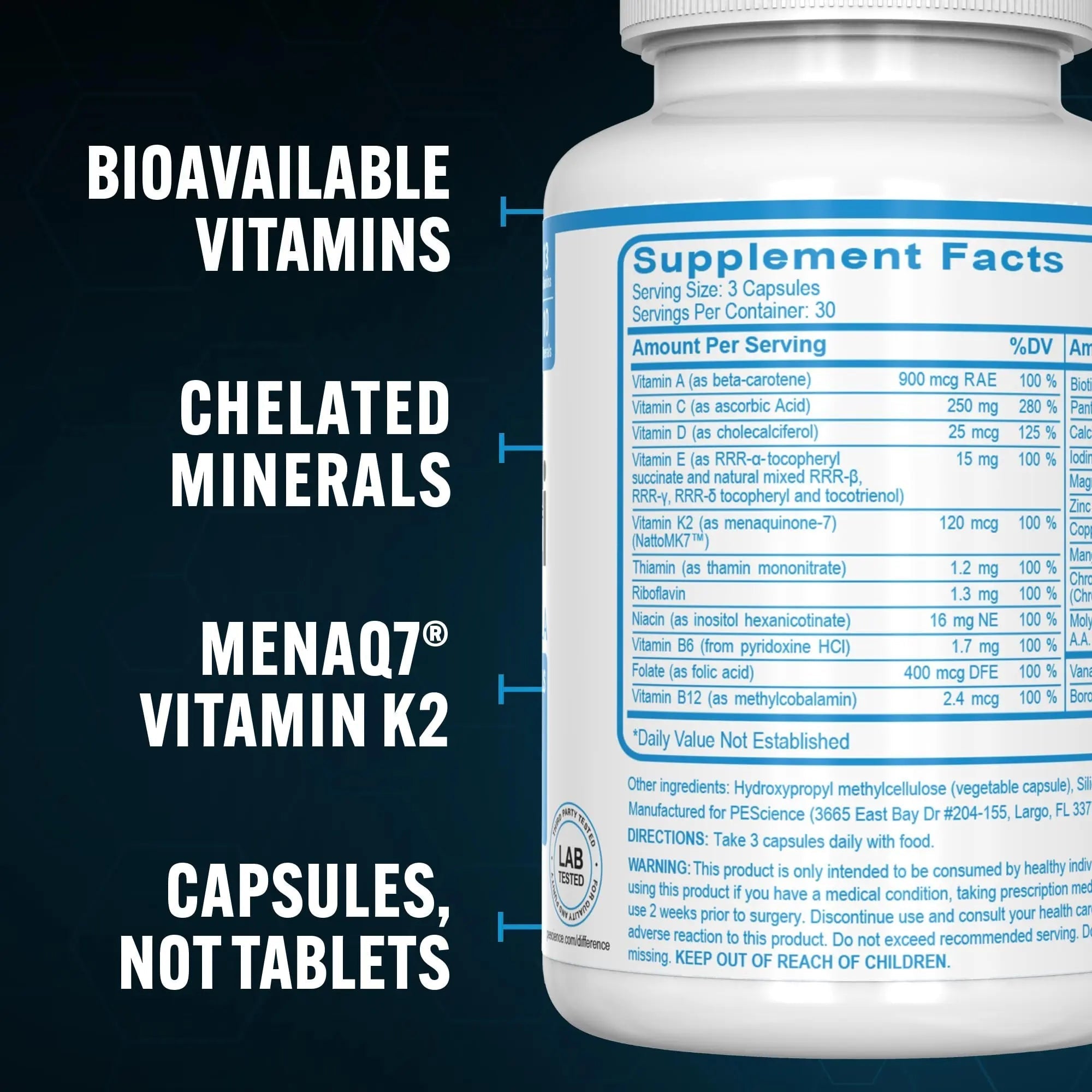 PEScience TruMulti Multivitamin for Men, Daily Formula with Premium Vitamin C, D, Zinc, Chromium Picolinate Supplement for Immune Support PEScience buy supplements canada