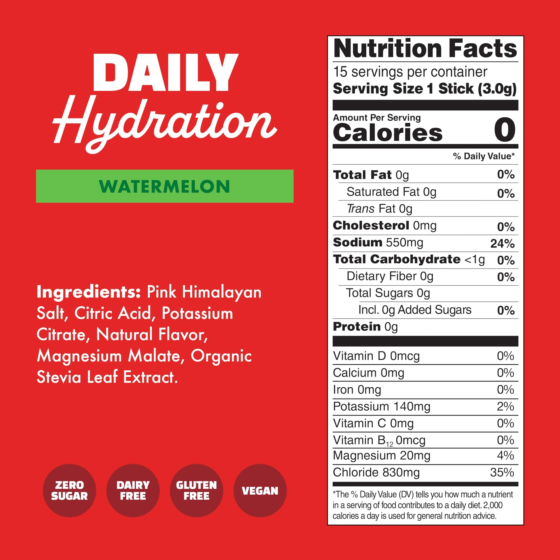 Waterboy Daily Hydration | 1,570mg Electrolyte Powder Packets | No Sugar, All Natural, Gluten Free, Zero Calories | 15 Drink Stick Mixes (Watermelon) Waterboy buy supplements canada