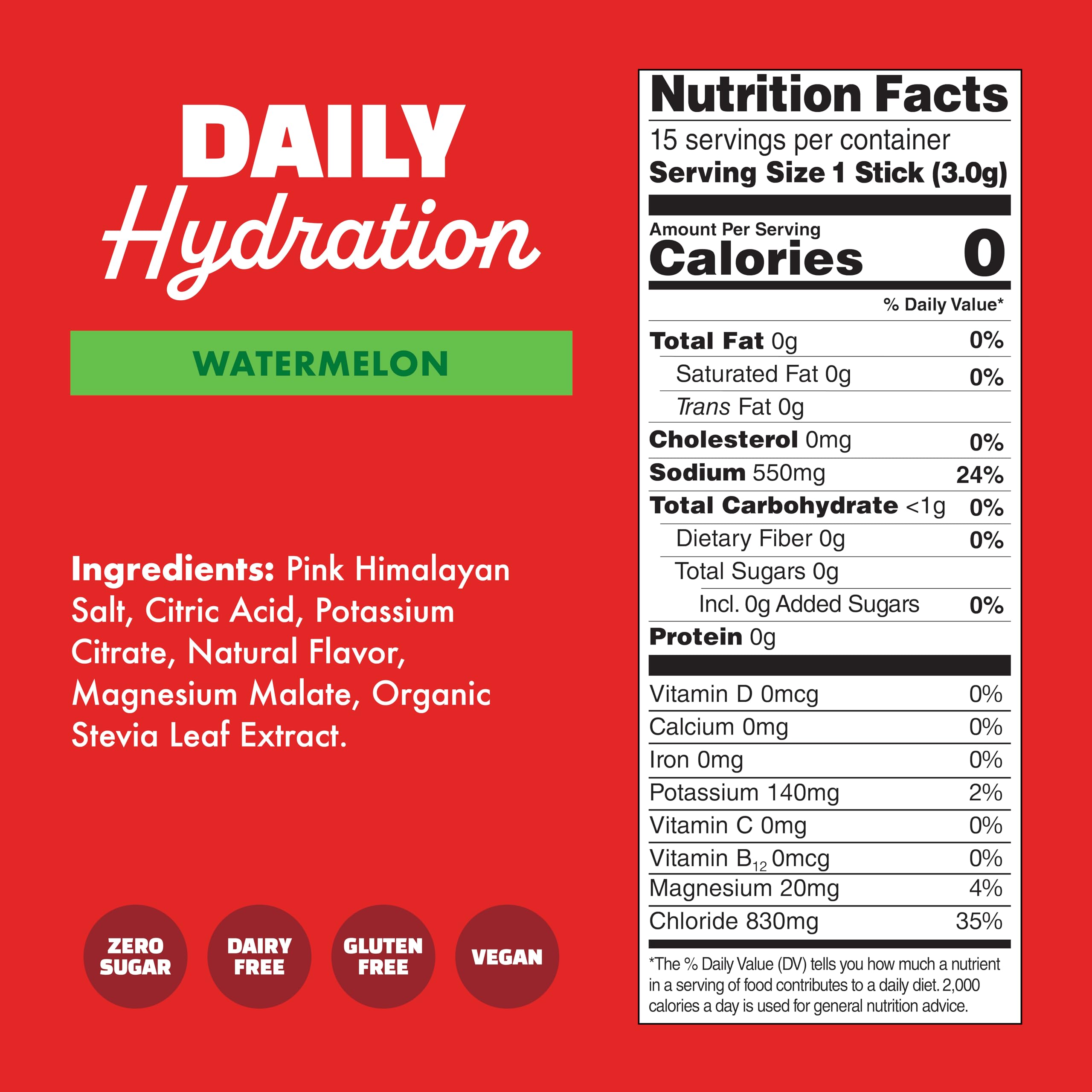 Waterboy Daily Hydration | 1,570mg Electrolyte Powder Packets | No Sugar, All Natural, Gluten Free, Zero Calories | 15 Drink Stick Mixes (Watermelon) Waterboy buy supplements canada