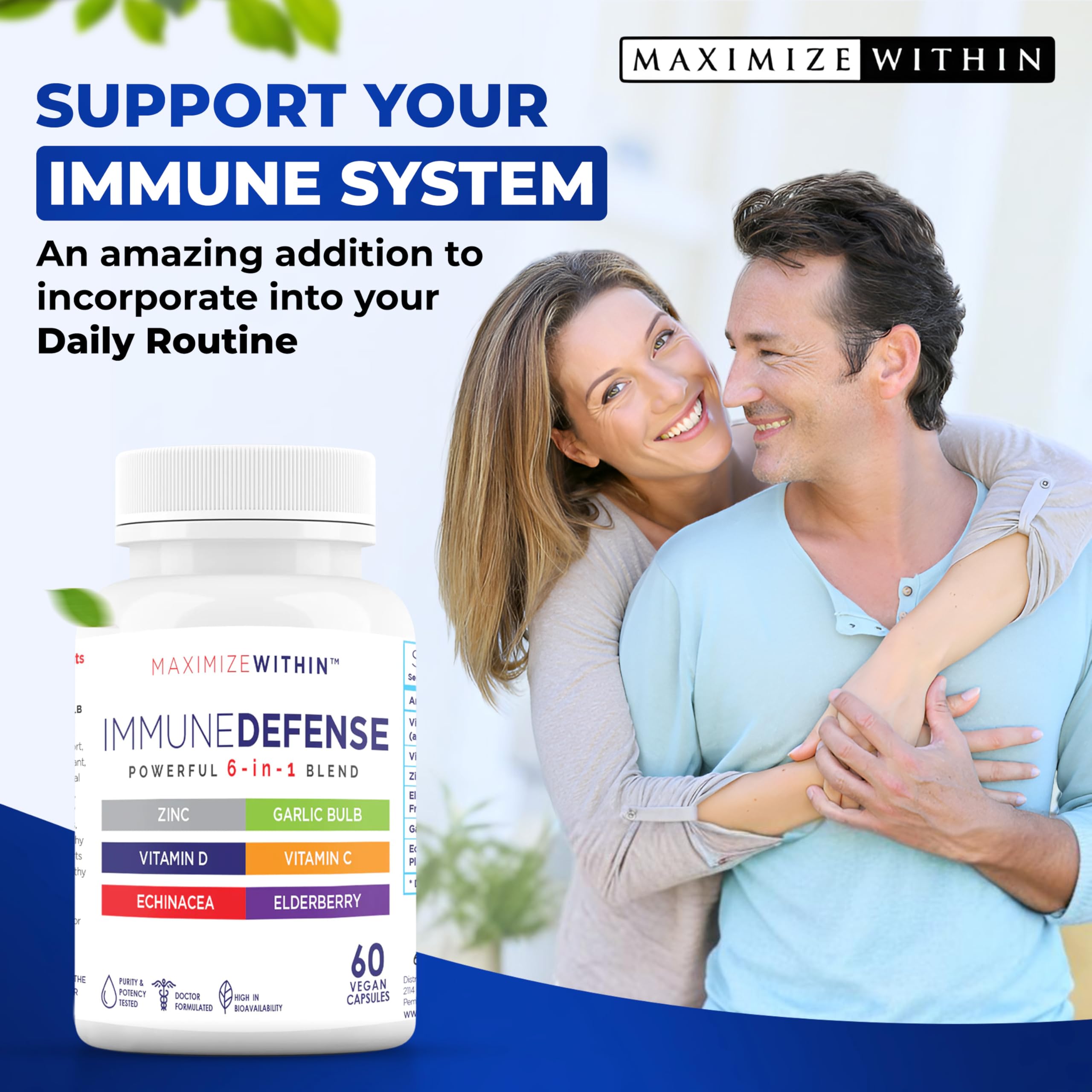 Maximum Slim Powerful 6-in-1 Immune Support Supplement with Zinc, Vitamin C, Elderberry, Vitamin D, Echinacea, & Garlic, 60 Count Maximum Slim buy supplements canada