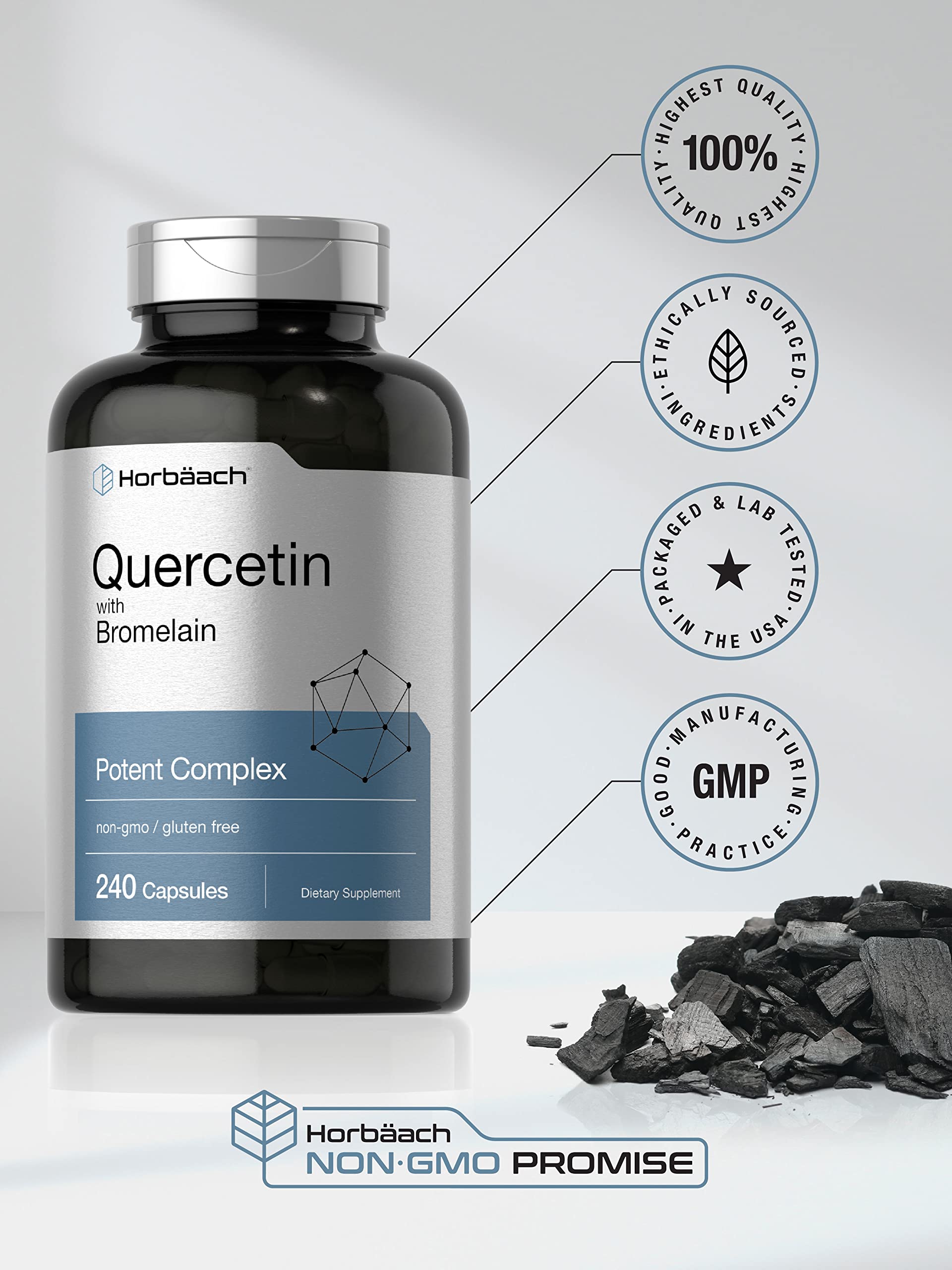 Quercetin with Bromelain Supplement | 240 Capsules | Non-GMO and Gluten Free Horbäach buy supplements canada